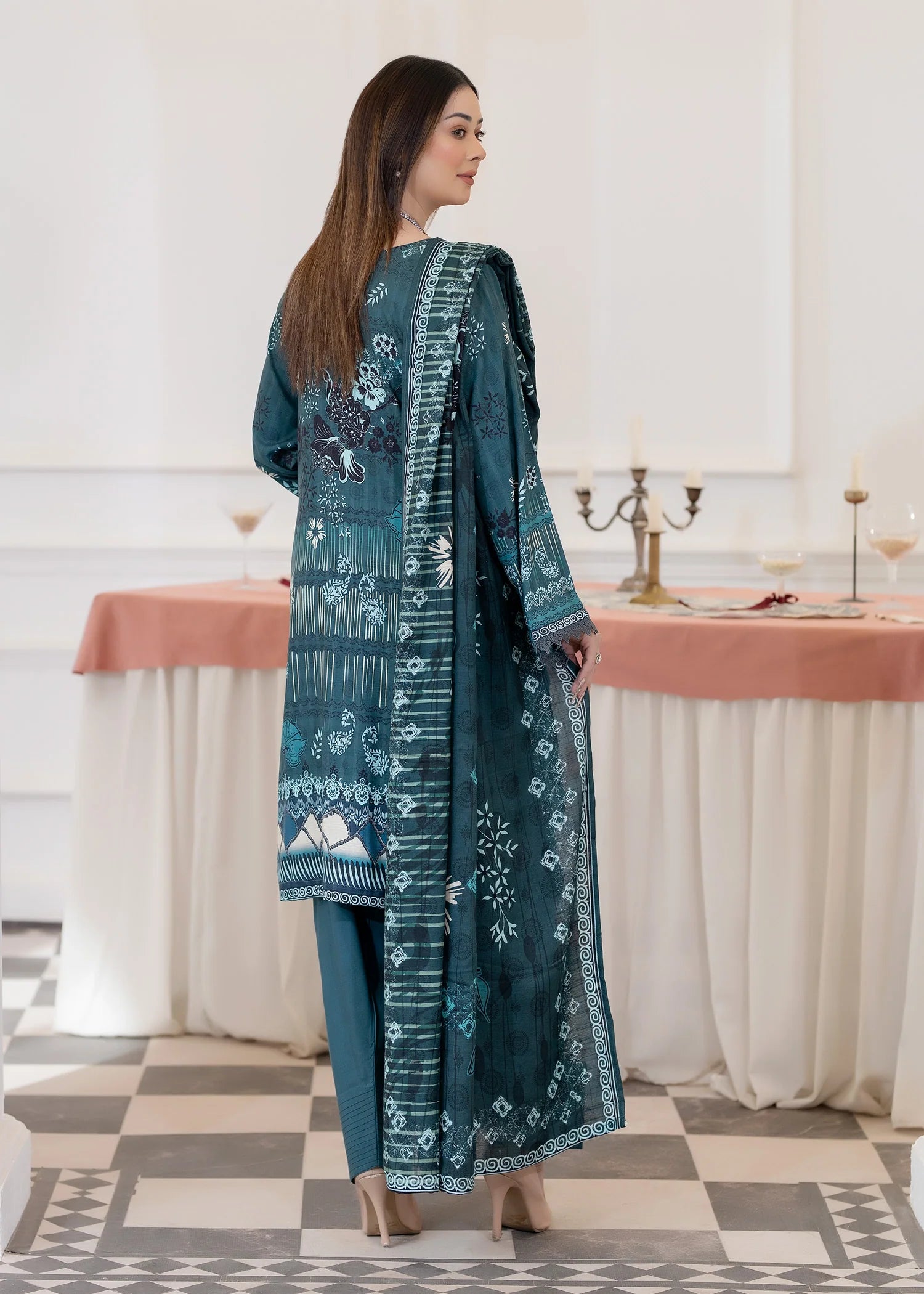 wool Kurta Set in Teal