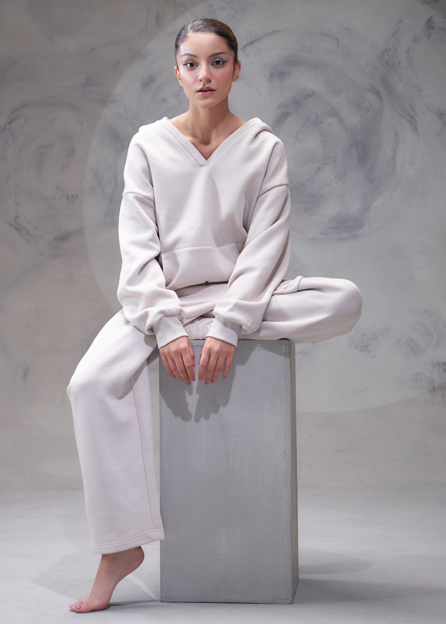 fleece Co Ord Sets in White smoke