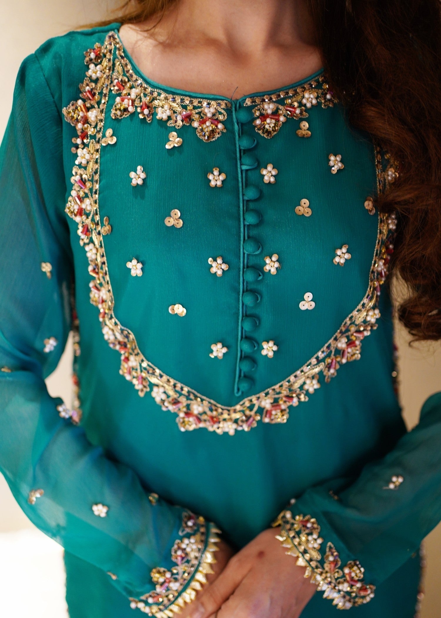 chiffon Sharara in Teal
