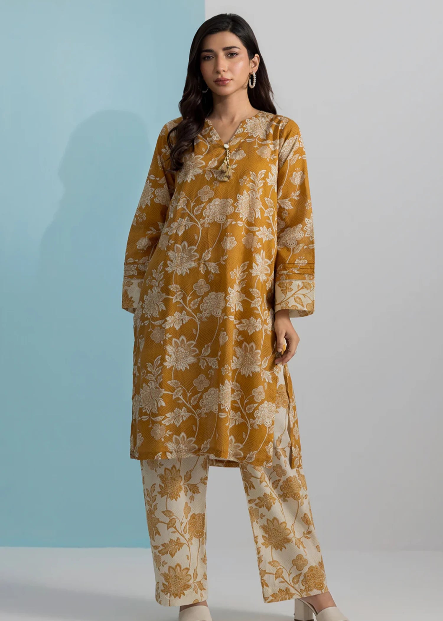 lawn Kurta Set in Mustard