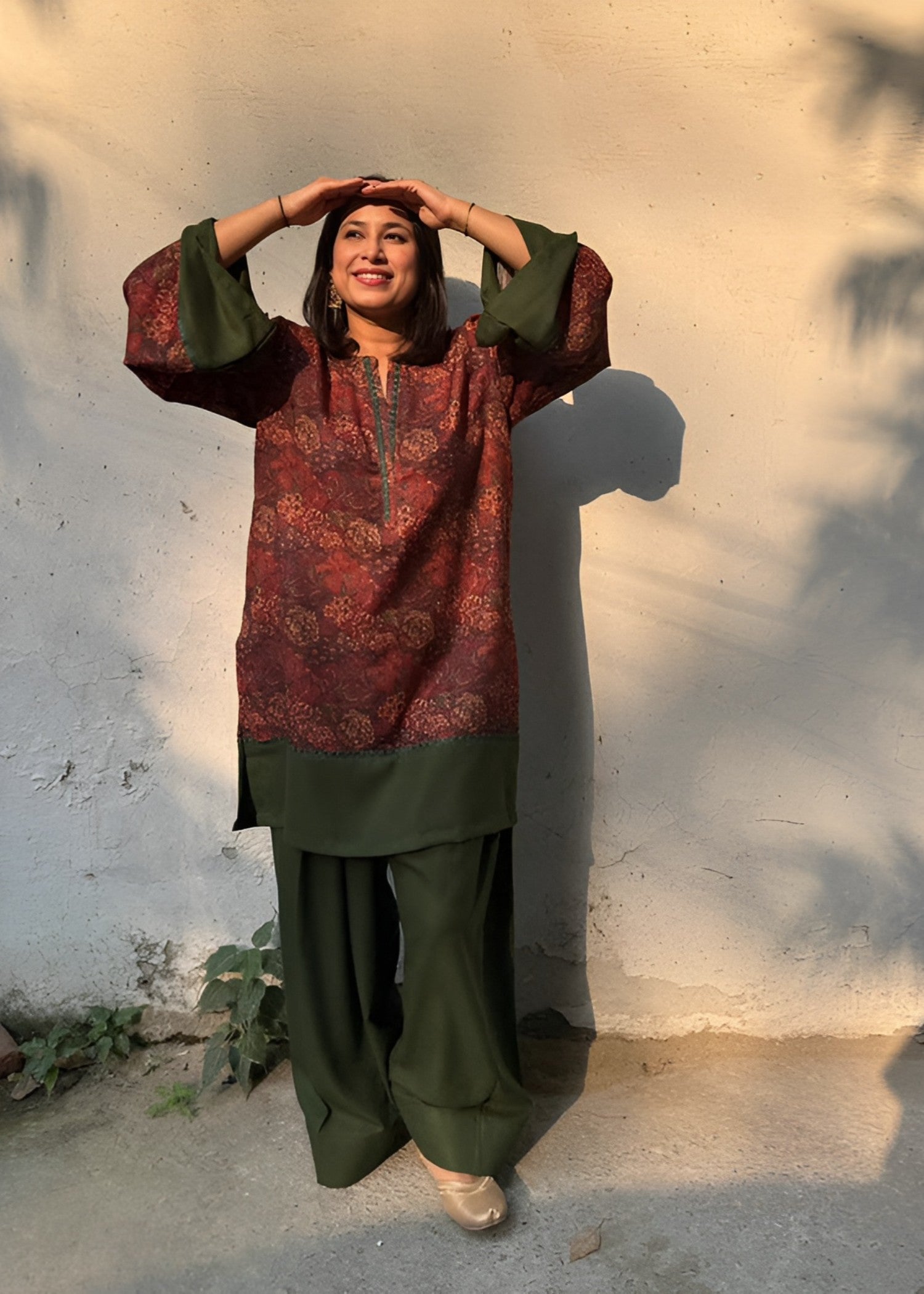 silk grip Kurta Set in Bottle green