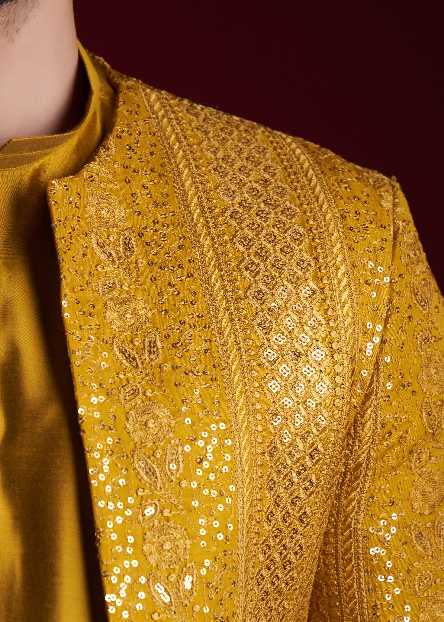 silk Prince Coat in Mustard