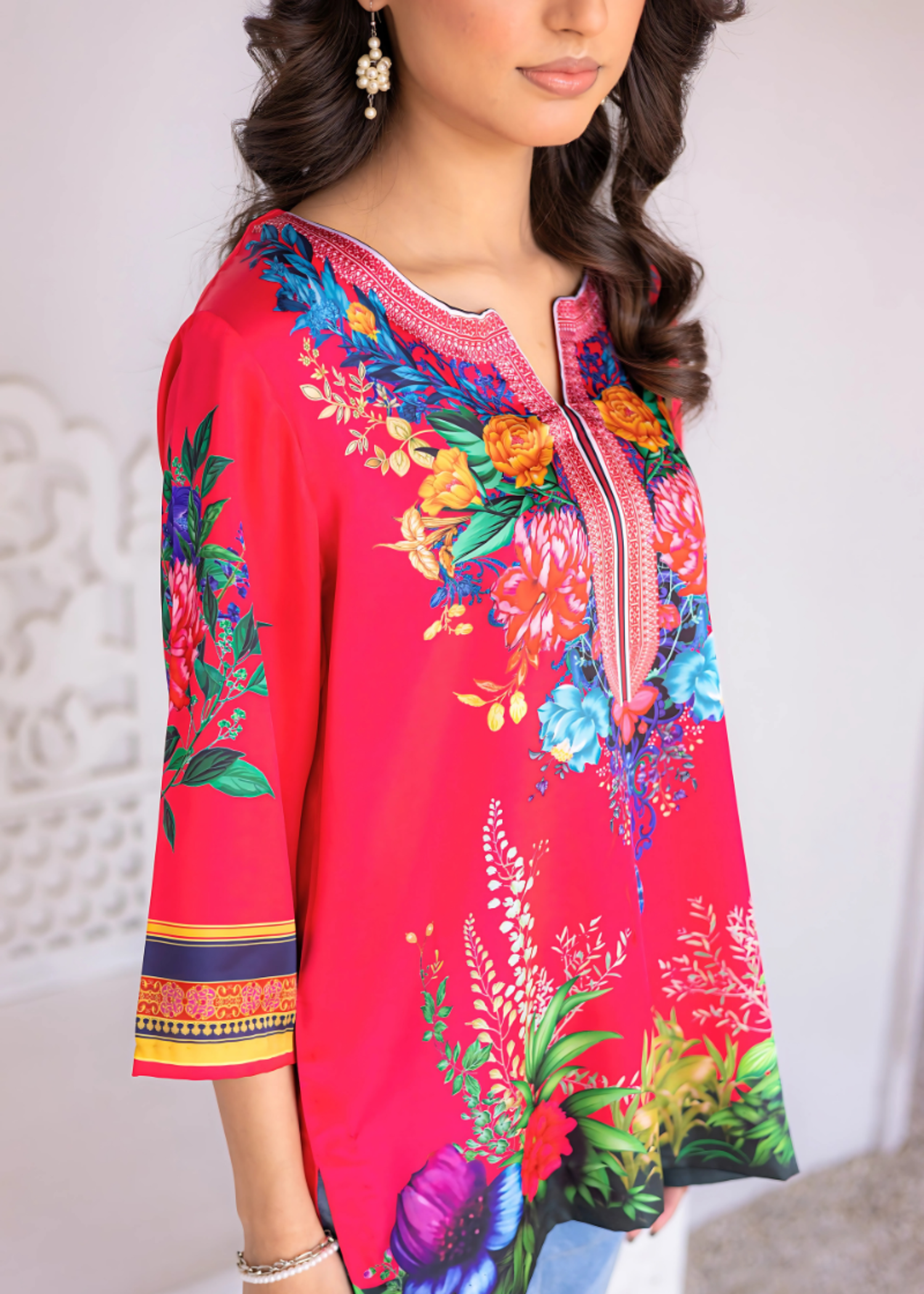 silk Kurti in Pink