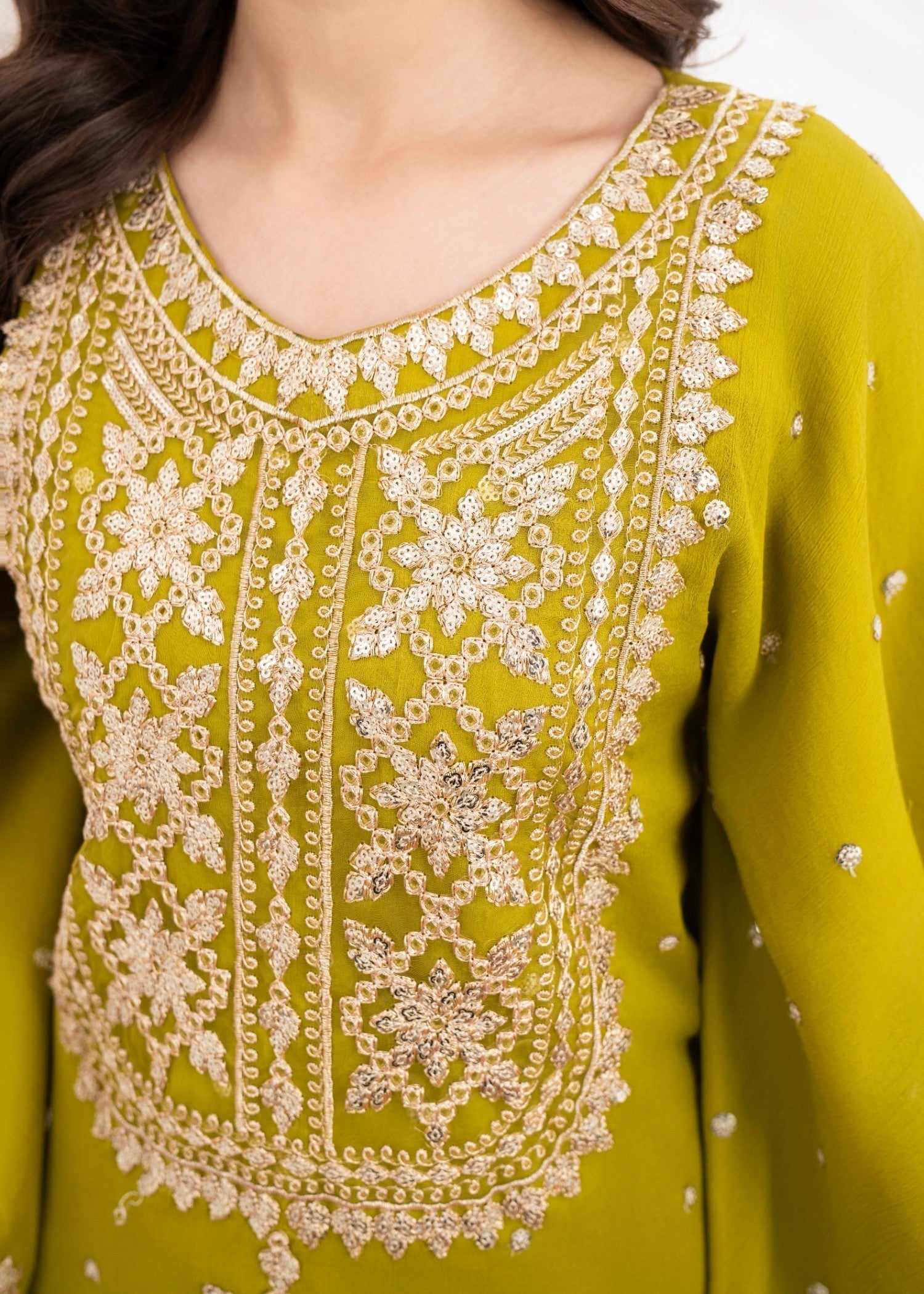 chiffon Kaftan in Olive green