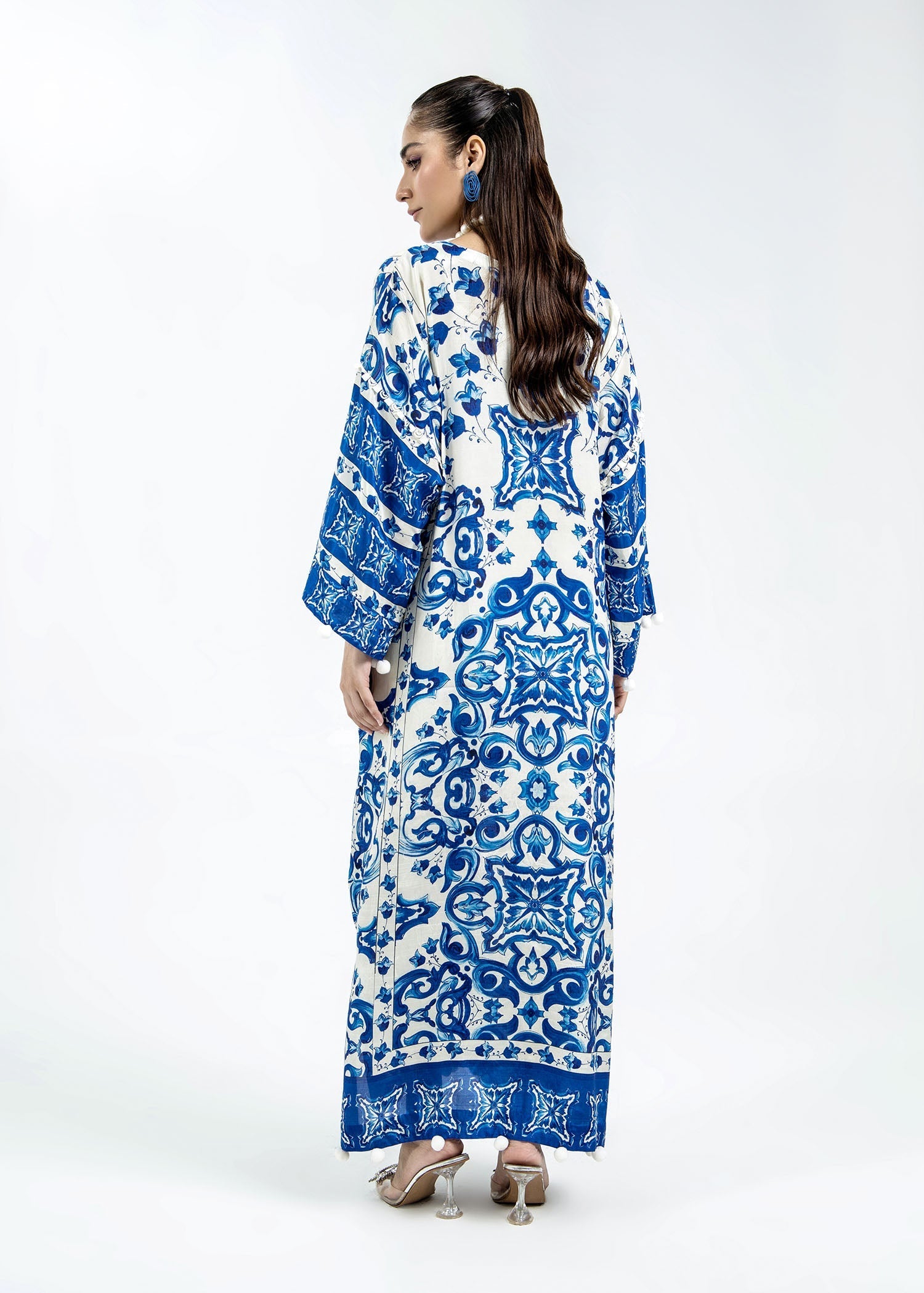 raw silk Kaftan in Blue