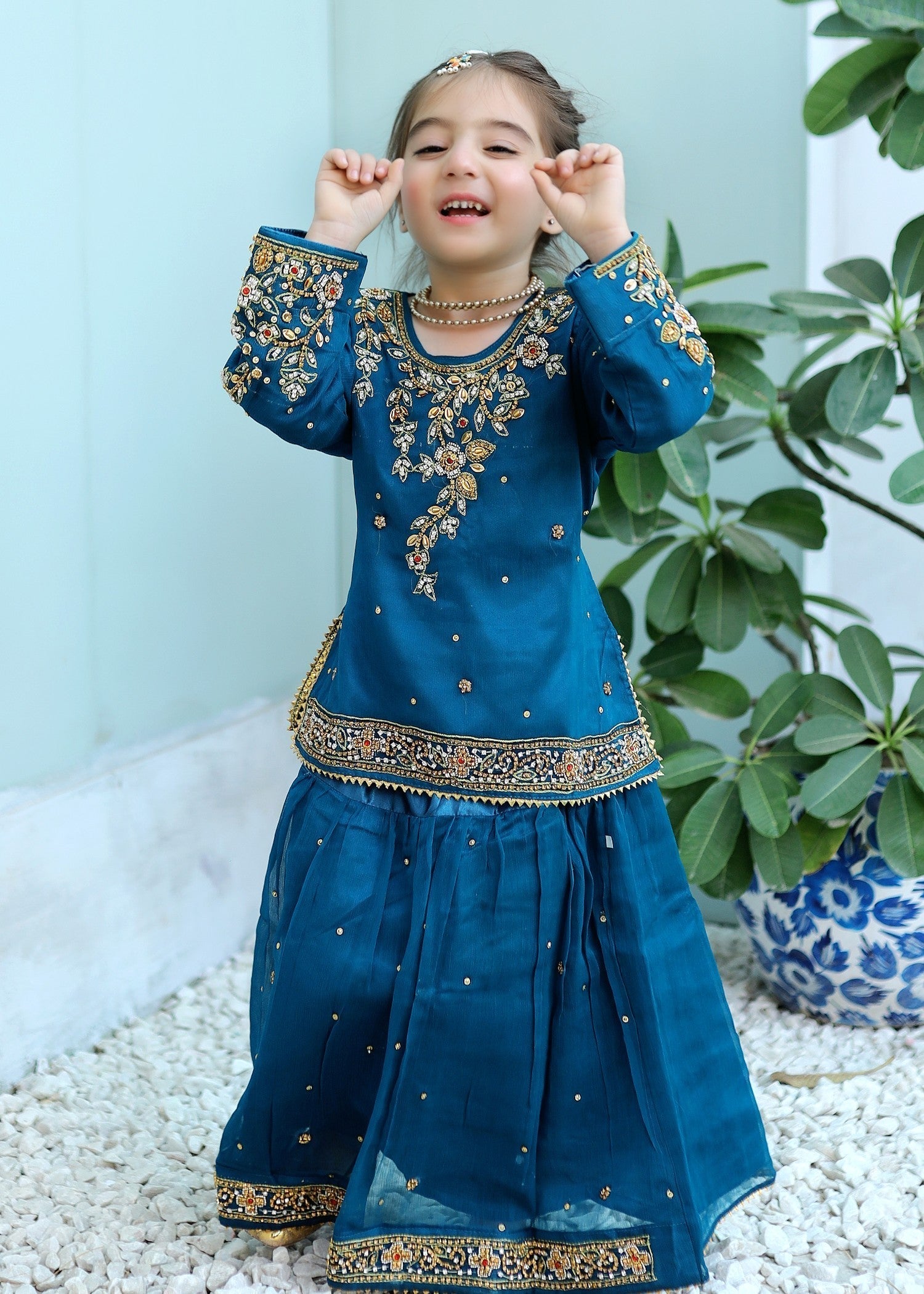 chiffon Lehenga in Sapphire blue