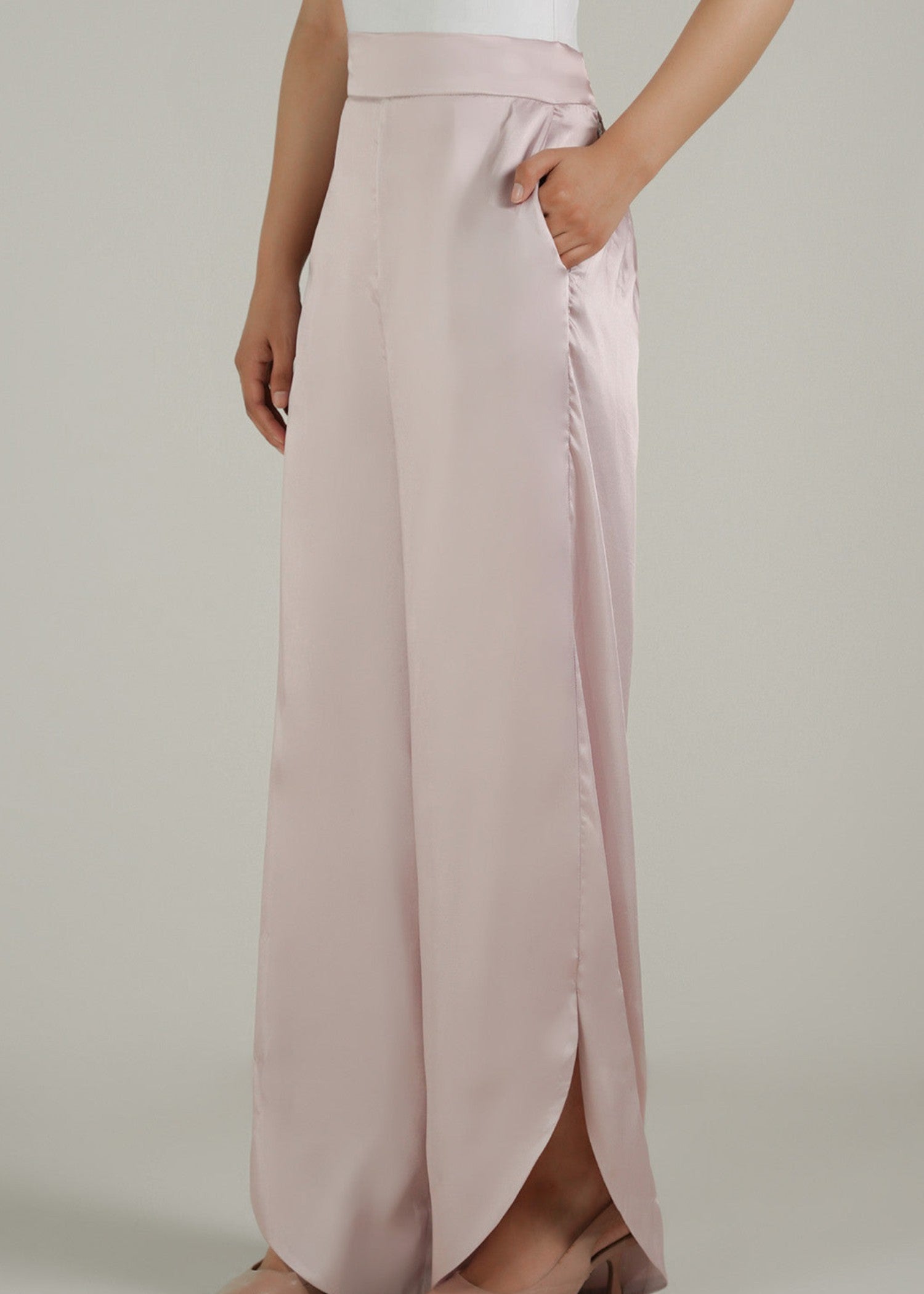 silk charmeuse Trousers in Pink