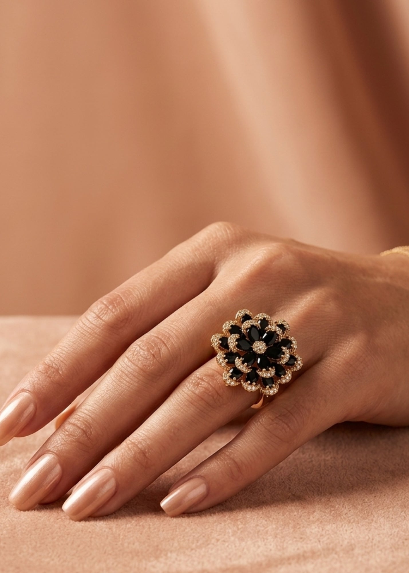 Ring in Gold, black Color by - Trendy Women Ring FMC3542