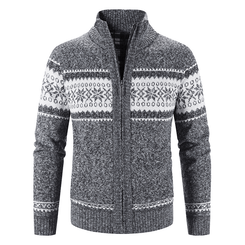 Men'S Color Block Christmas Snowflake Jacket