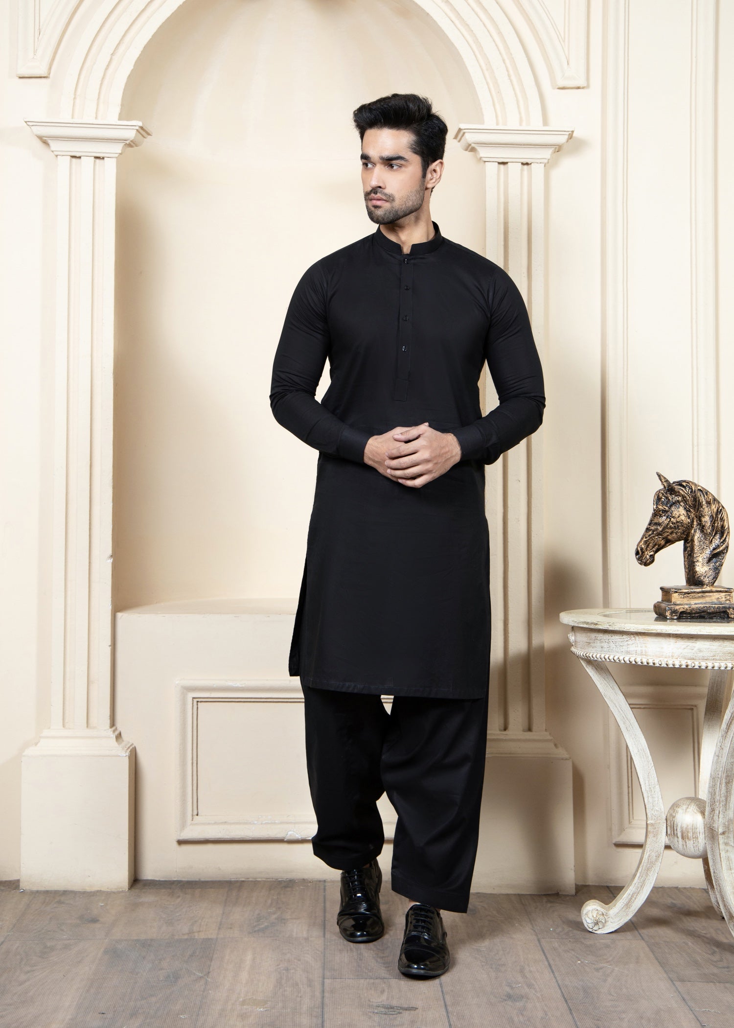 cotton Shalwar Kameez in Black