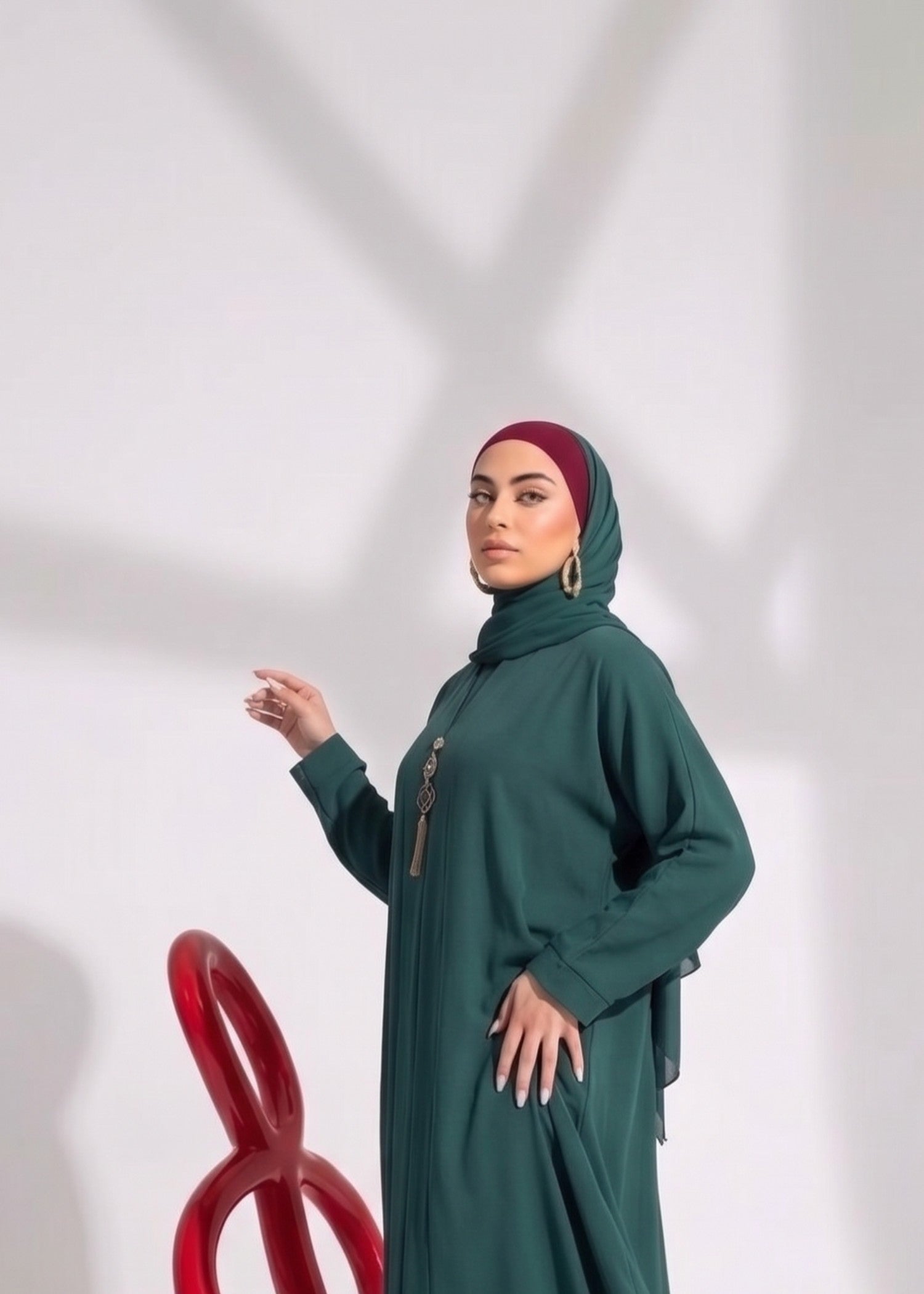 nidha blend Abaya in Emerald green