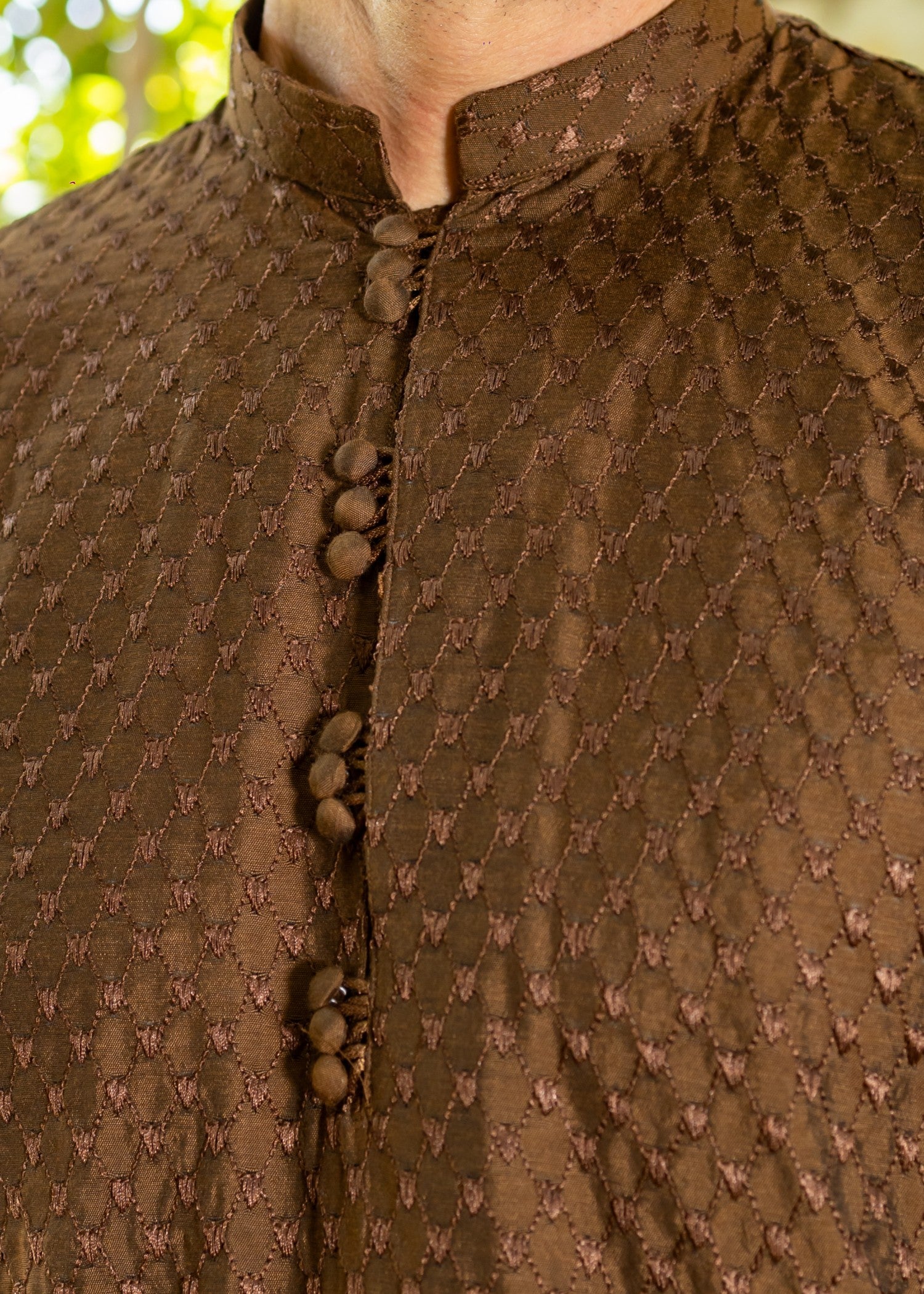 cotton silk Kurta Set in Brown