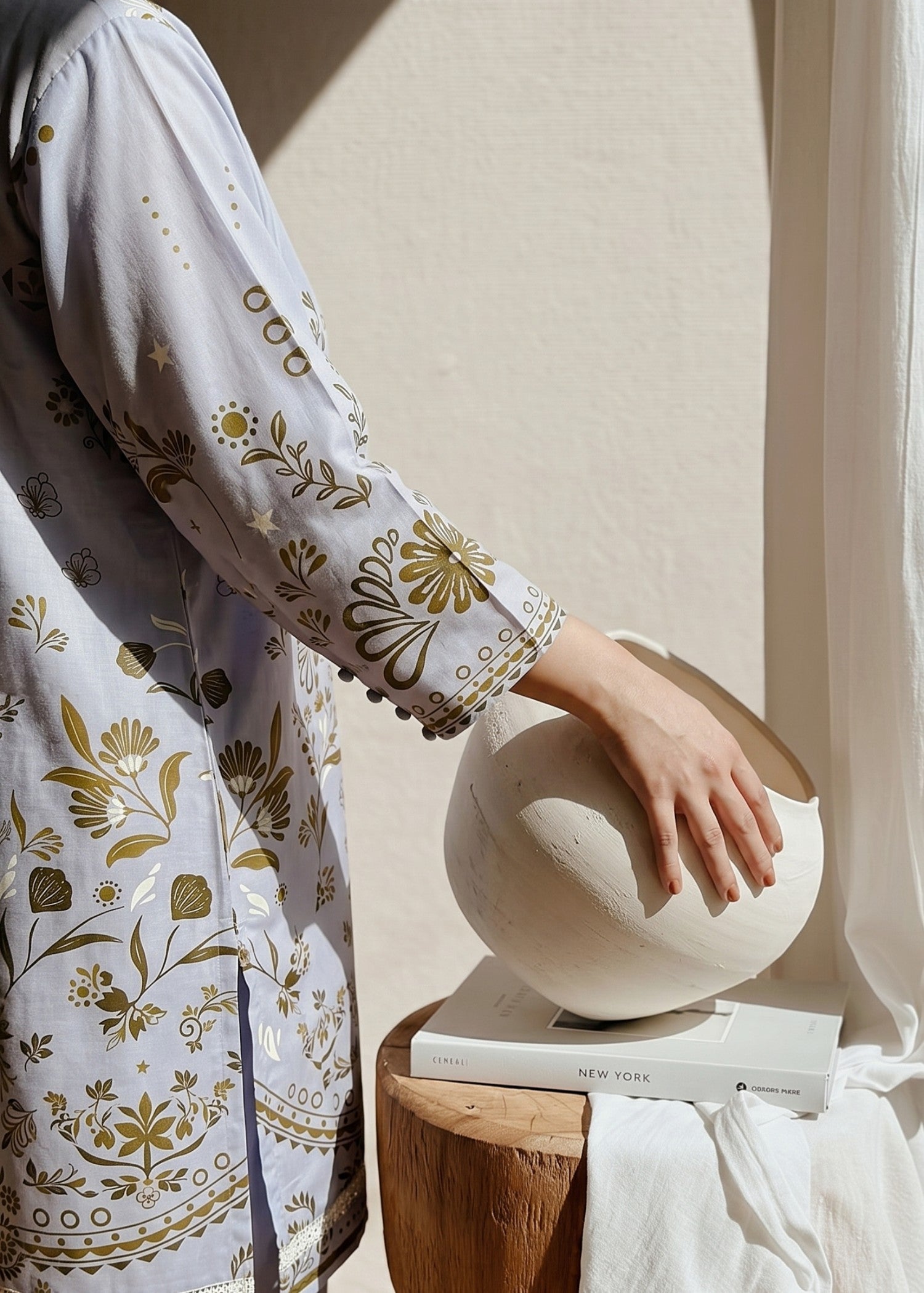 cotton Kurta Set in Cloud blue