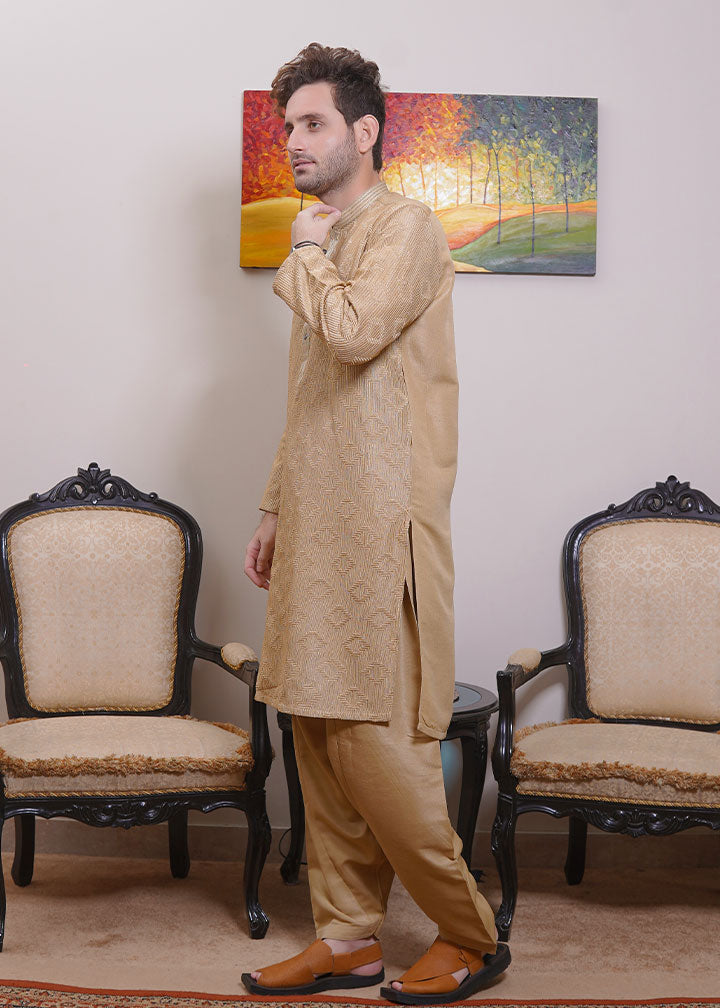 raw silk Shalwar Kameez in Gold