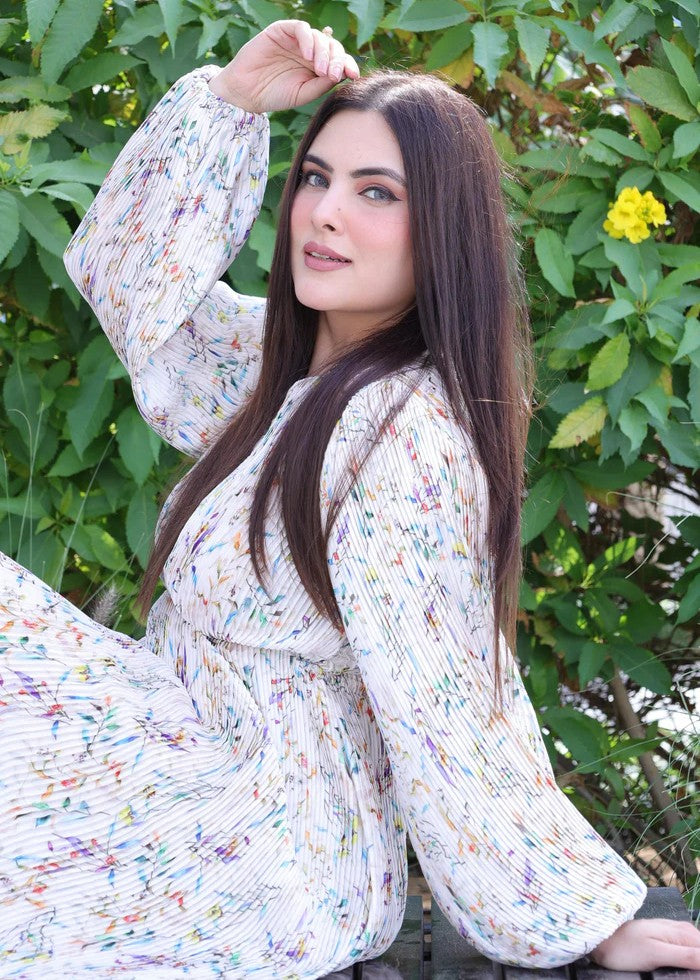 silk Dress in Pearl white