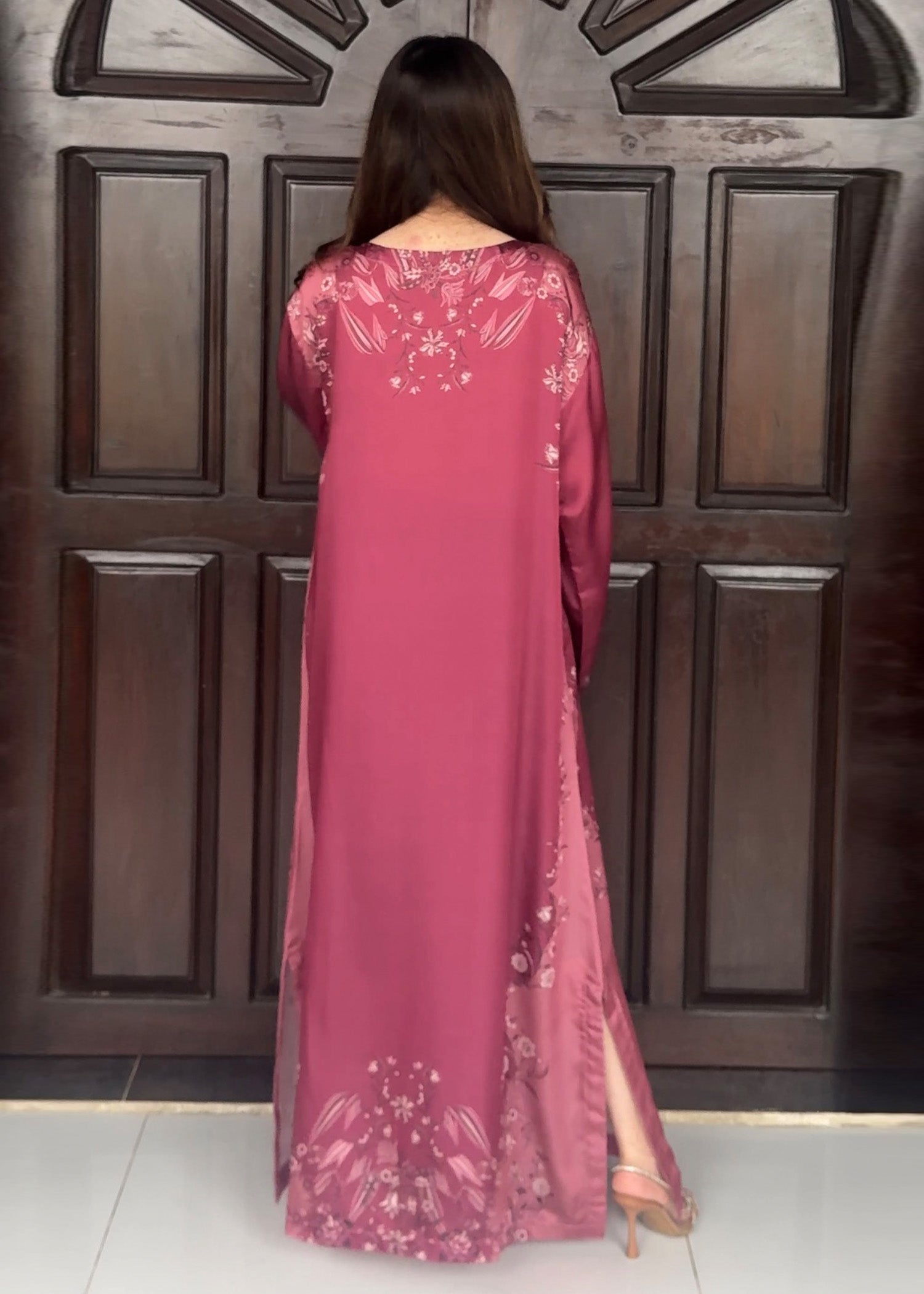 satin silk Kaftan in Plum