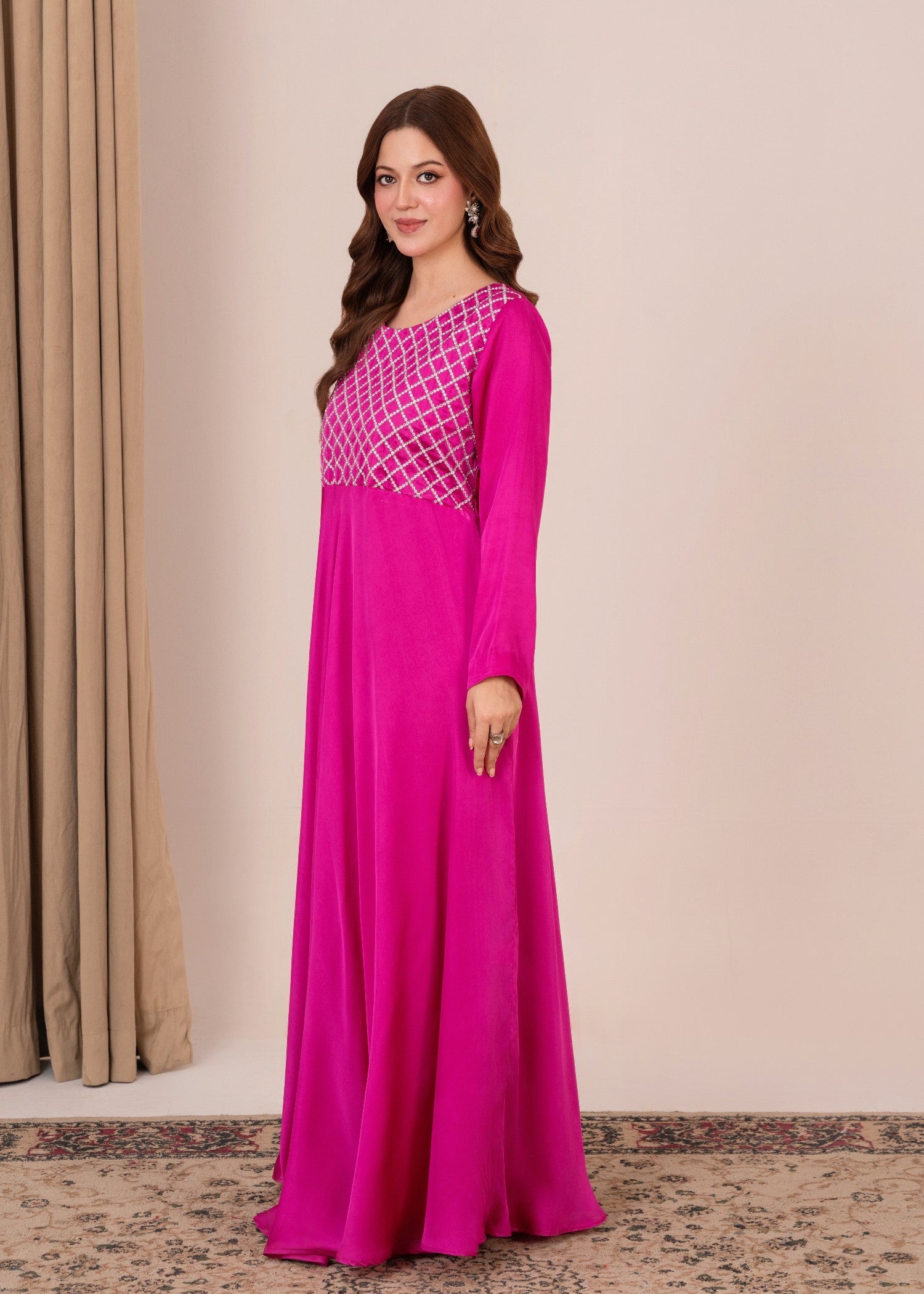 silk Maxi in Fuchsia pink