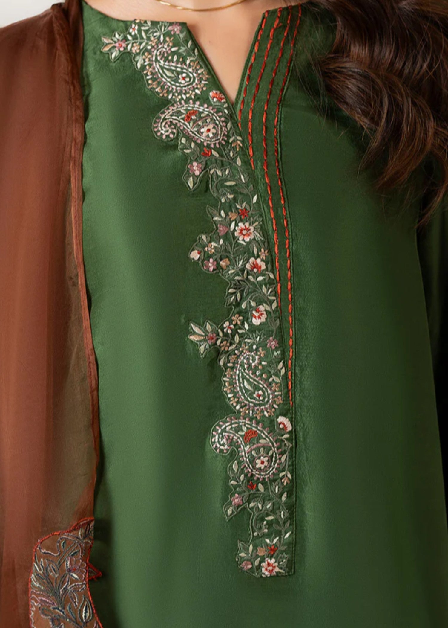 raw silk Kurta Set in Forest green