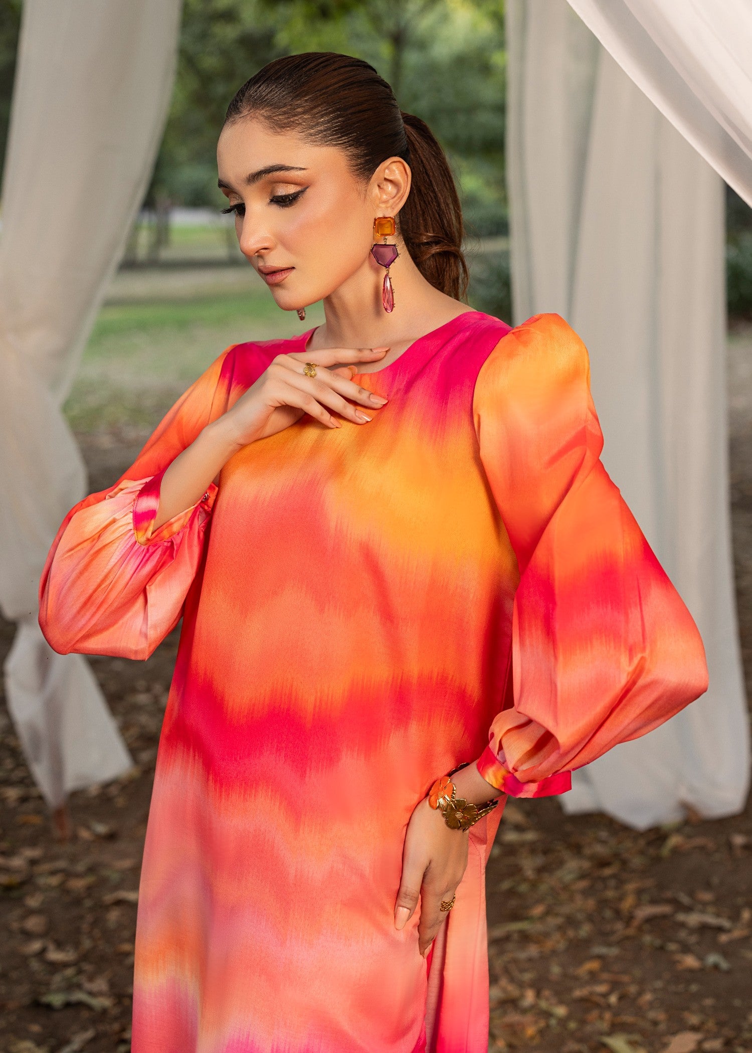 cotton silk Kurta Set in Multi
