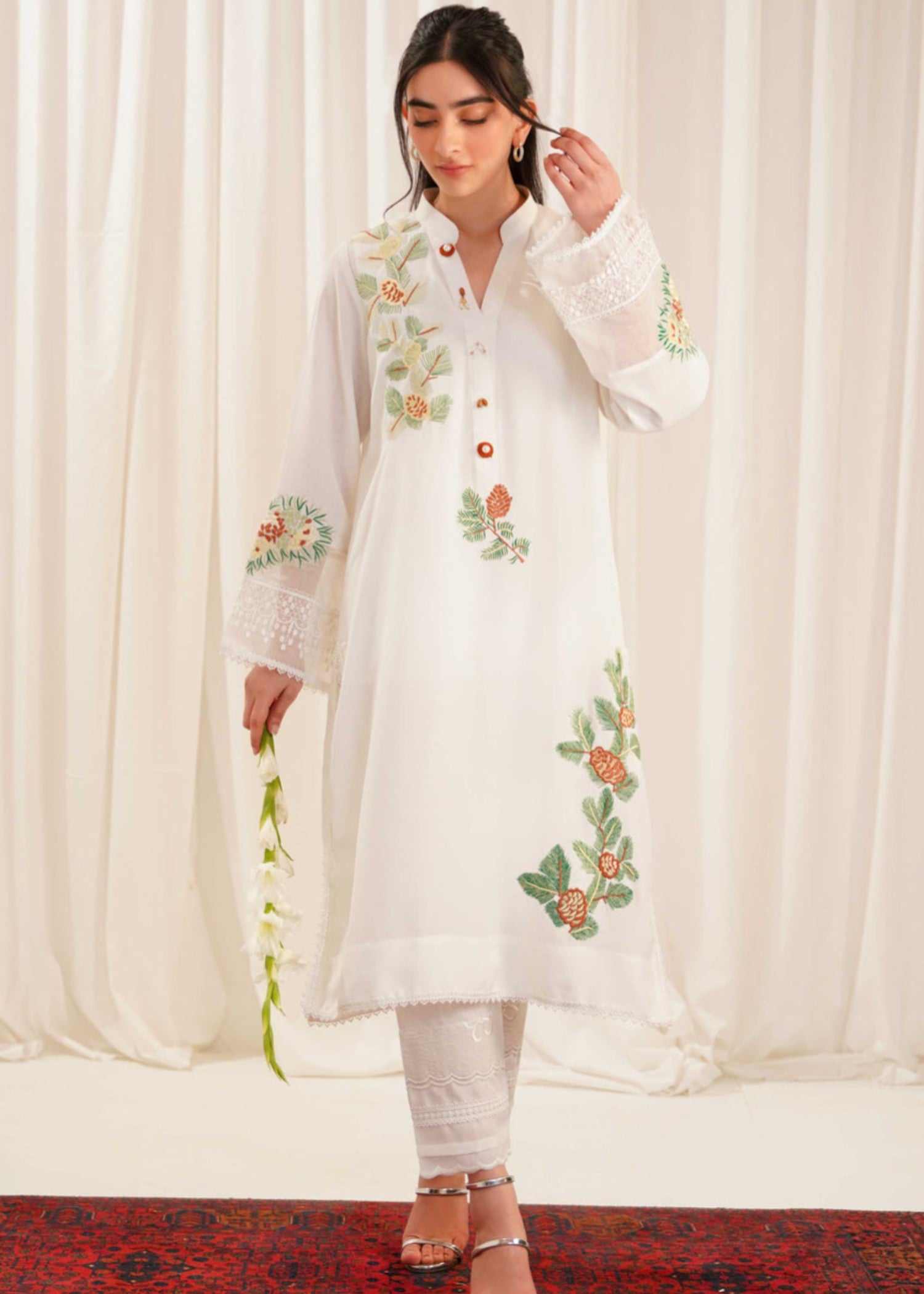 viscose Kurti in White smoke