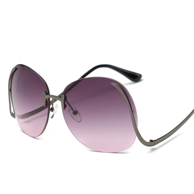 Color Ocean Lens Frameless Bent-Leg Sunglasses