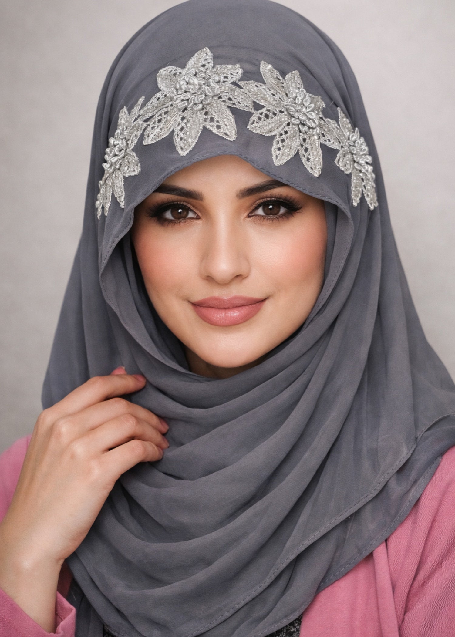 chiffon Hijab in Stone grey