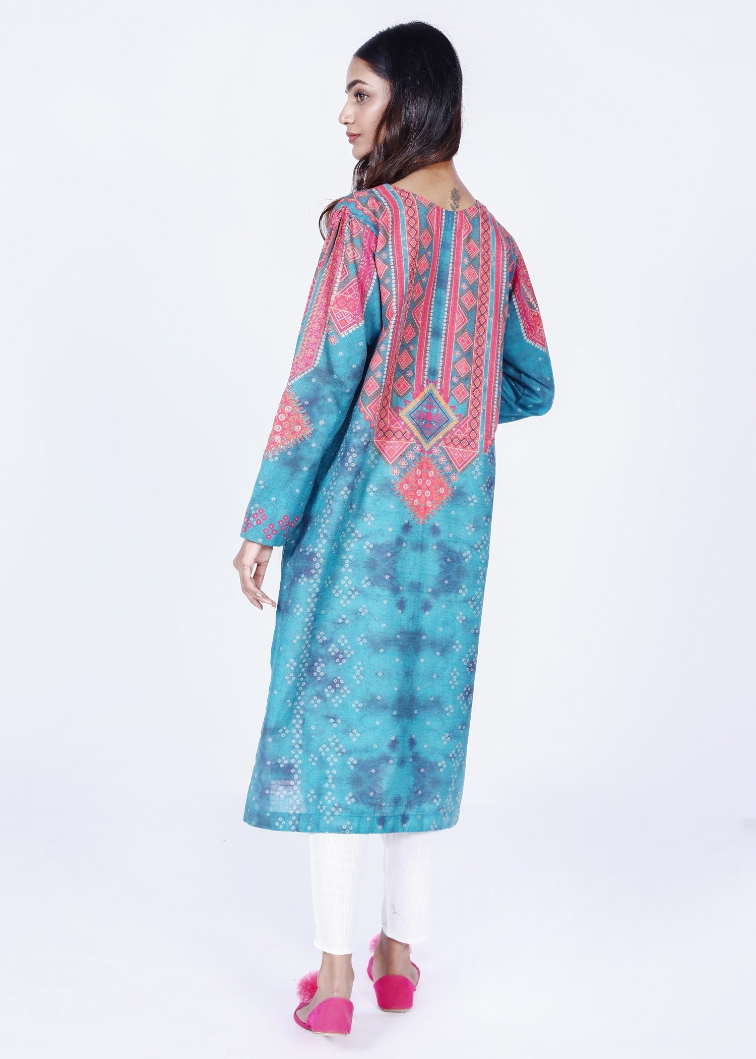 khaddar Kurti in Blue lagoon