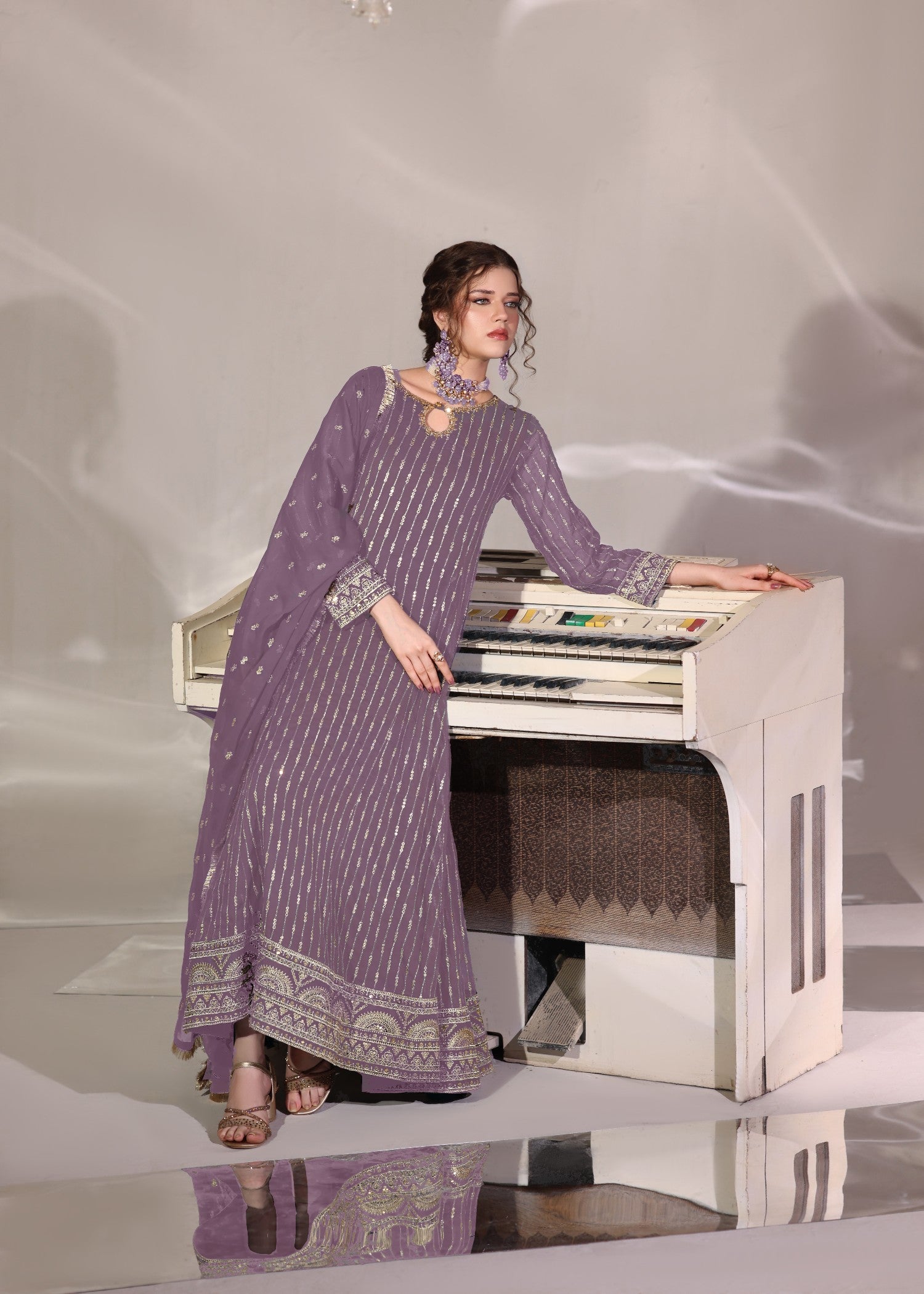 pk chiffon Pishwas in Mauve