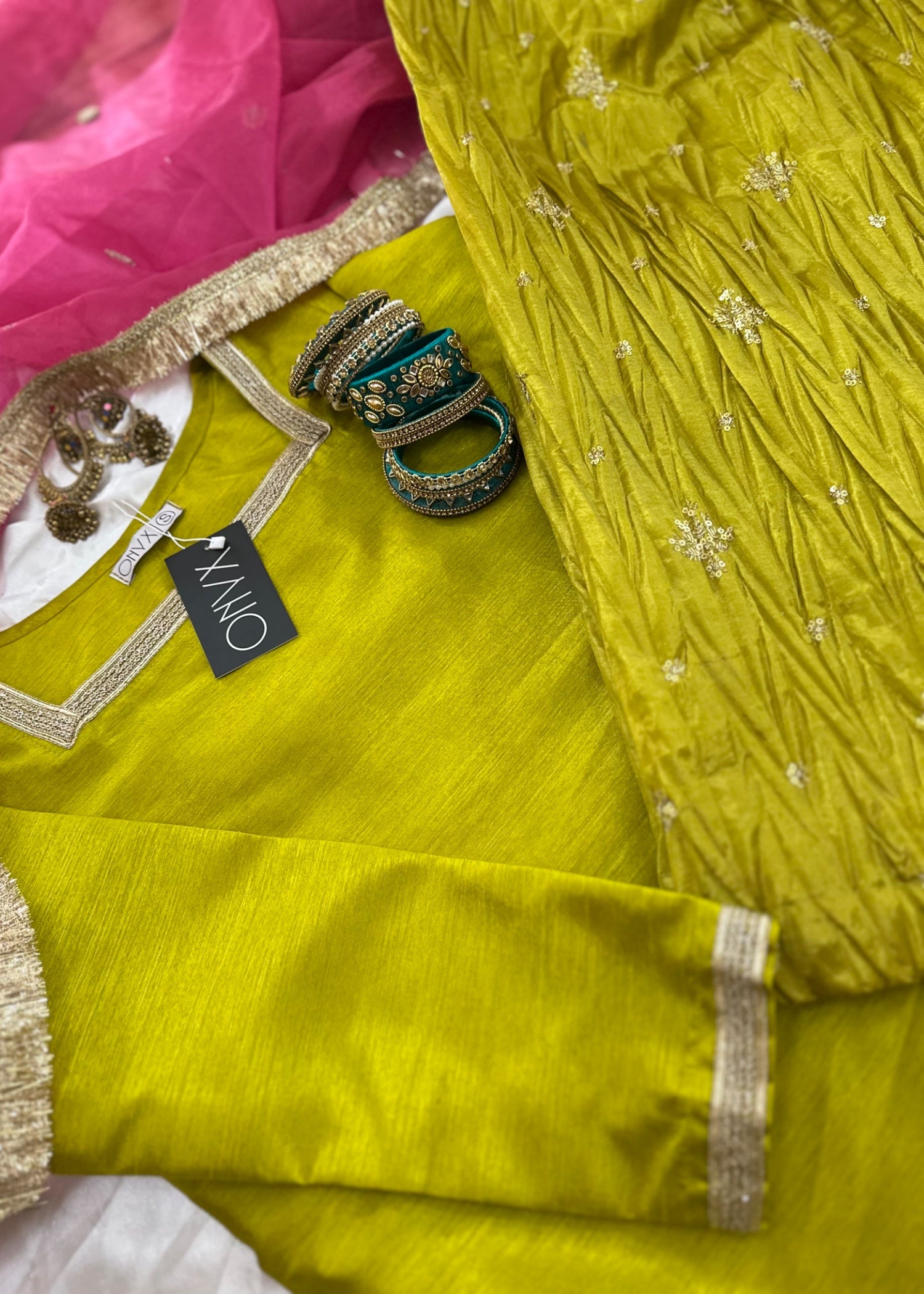 raw silk Sharara in Lemon