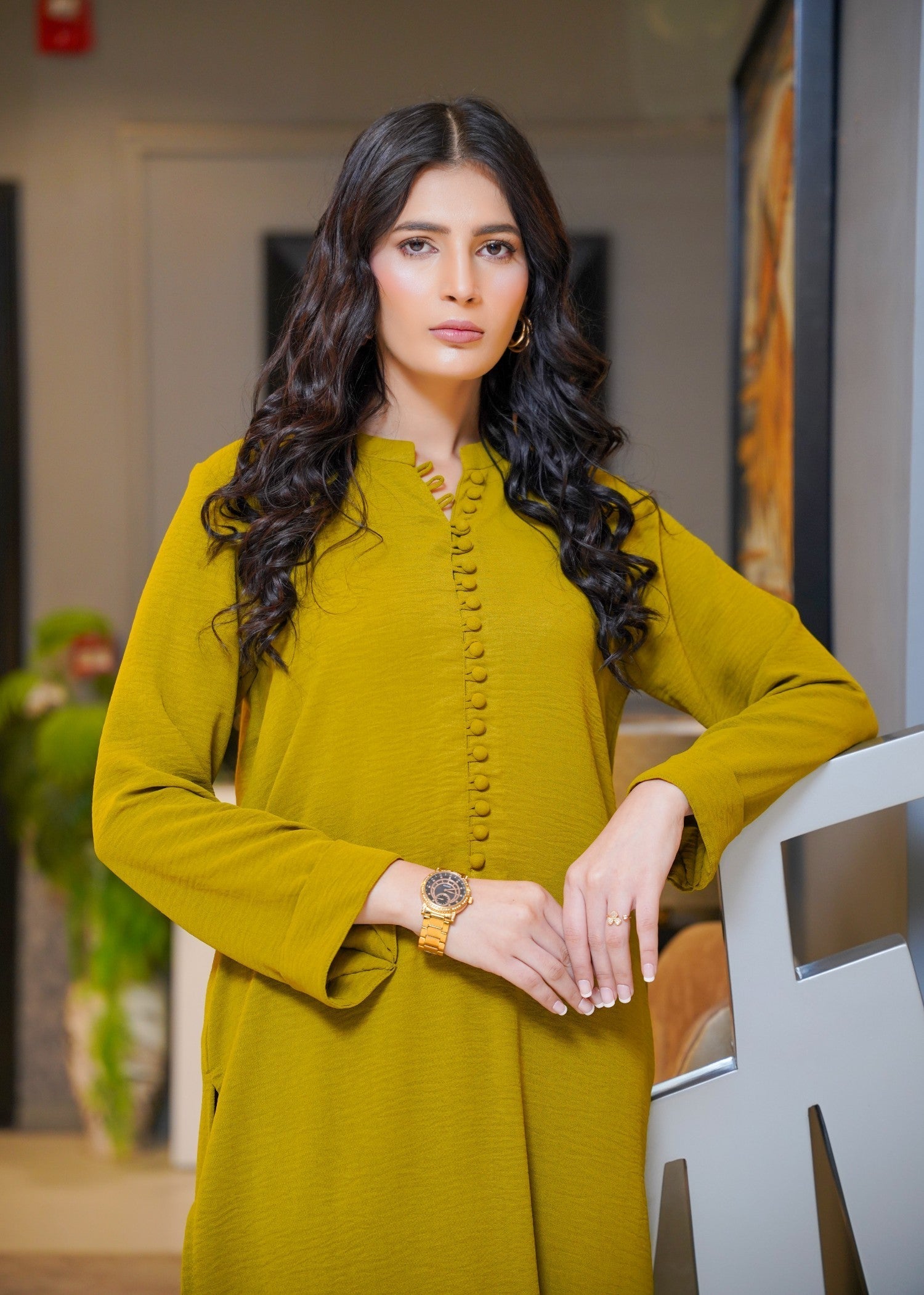 poly lawn Co Ord Sets in Olive green