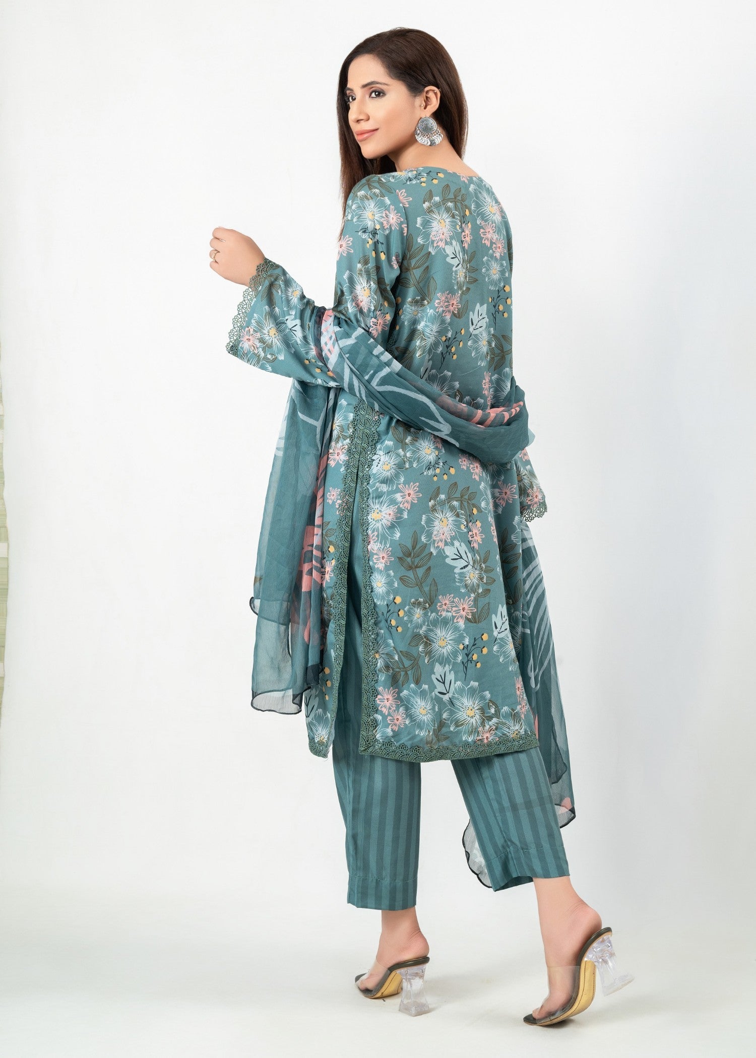 satin Unstitched in Sea green