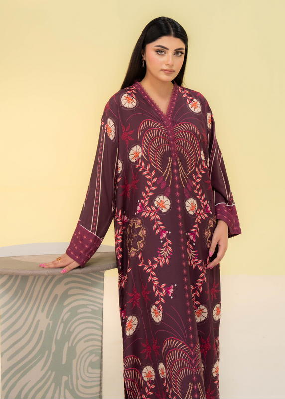 poly lawn Kaftan in Plum
