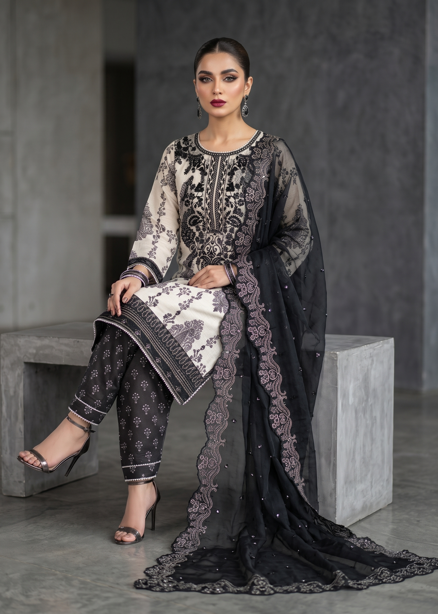 raw silk Kurta Set in Cream