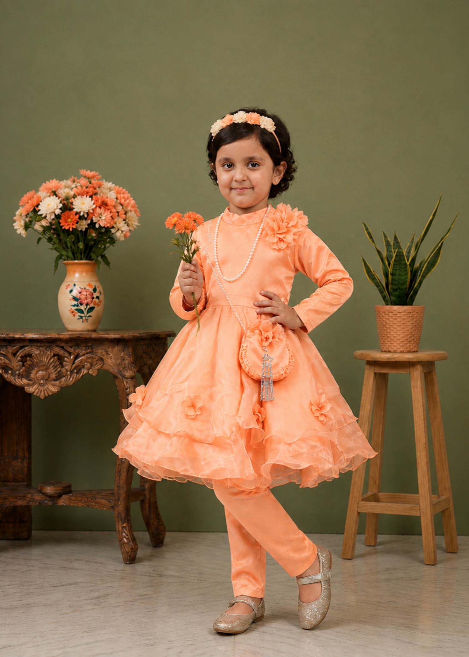 tissue Frock in Peach orange