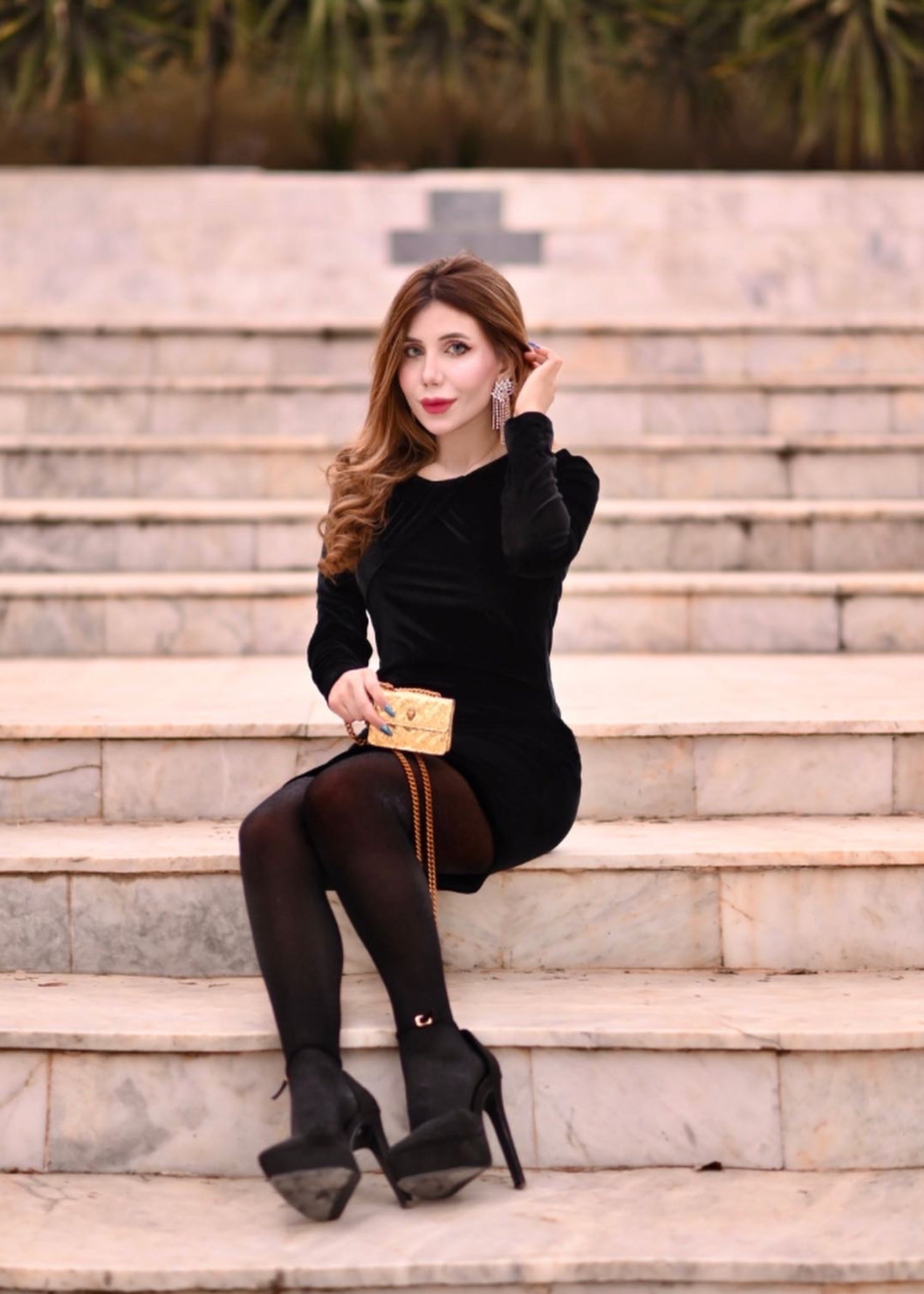 chinese micro velvet 9000 Dress in Black