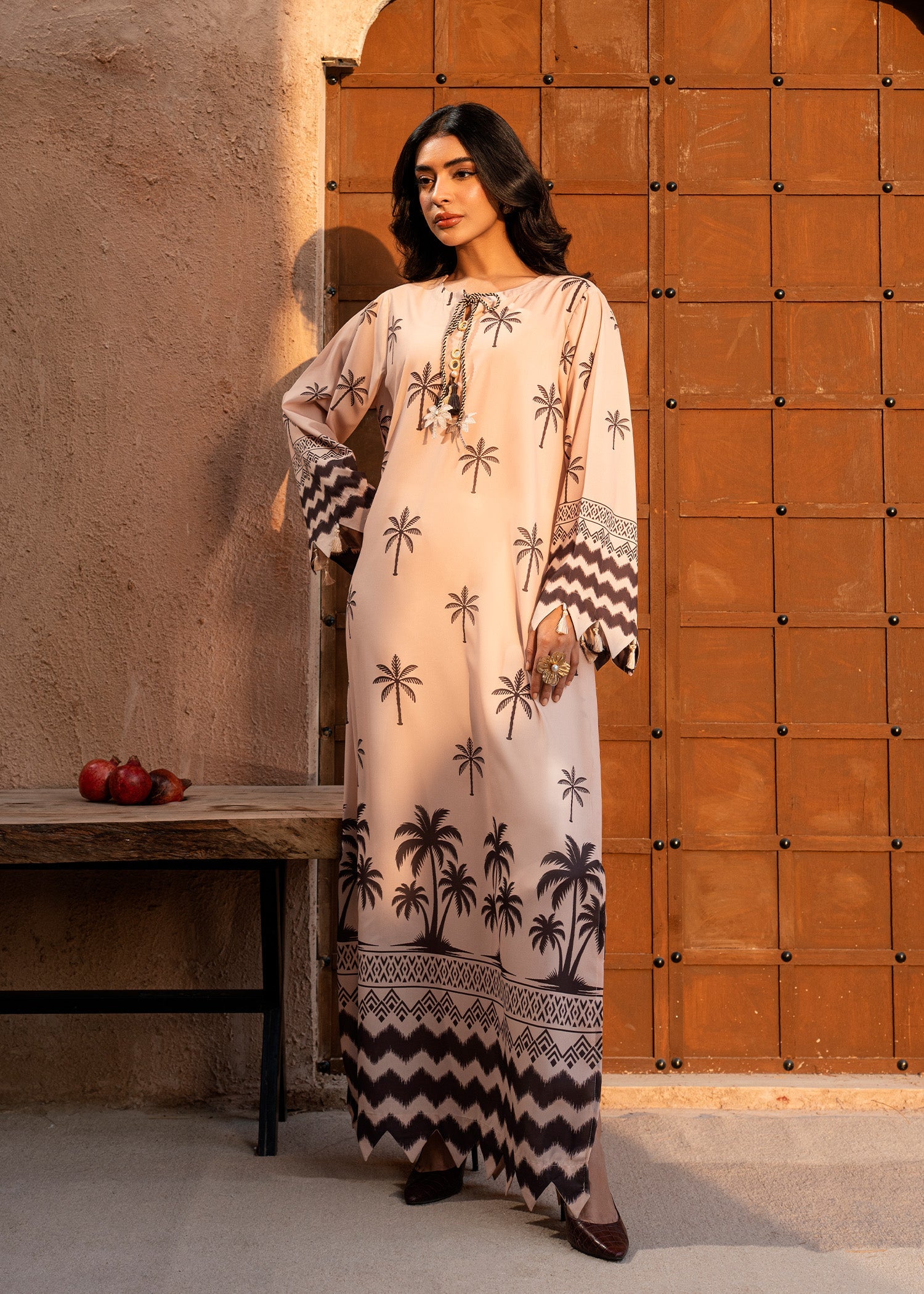 crepe Kaftan in Cream