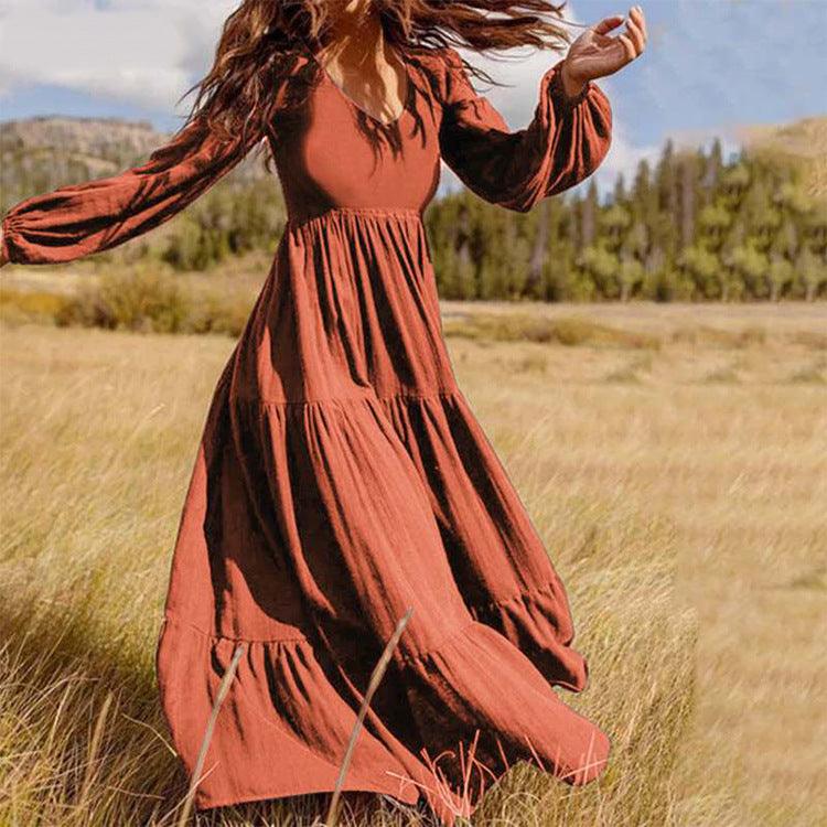 Effortlessly Chic: Women's V-Neck Chiffon Swing Dress for Casual Occasions