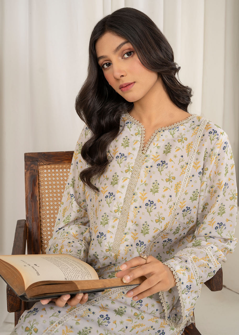swiss lawn Co Ord Sets in White smoke