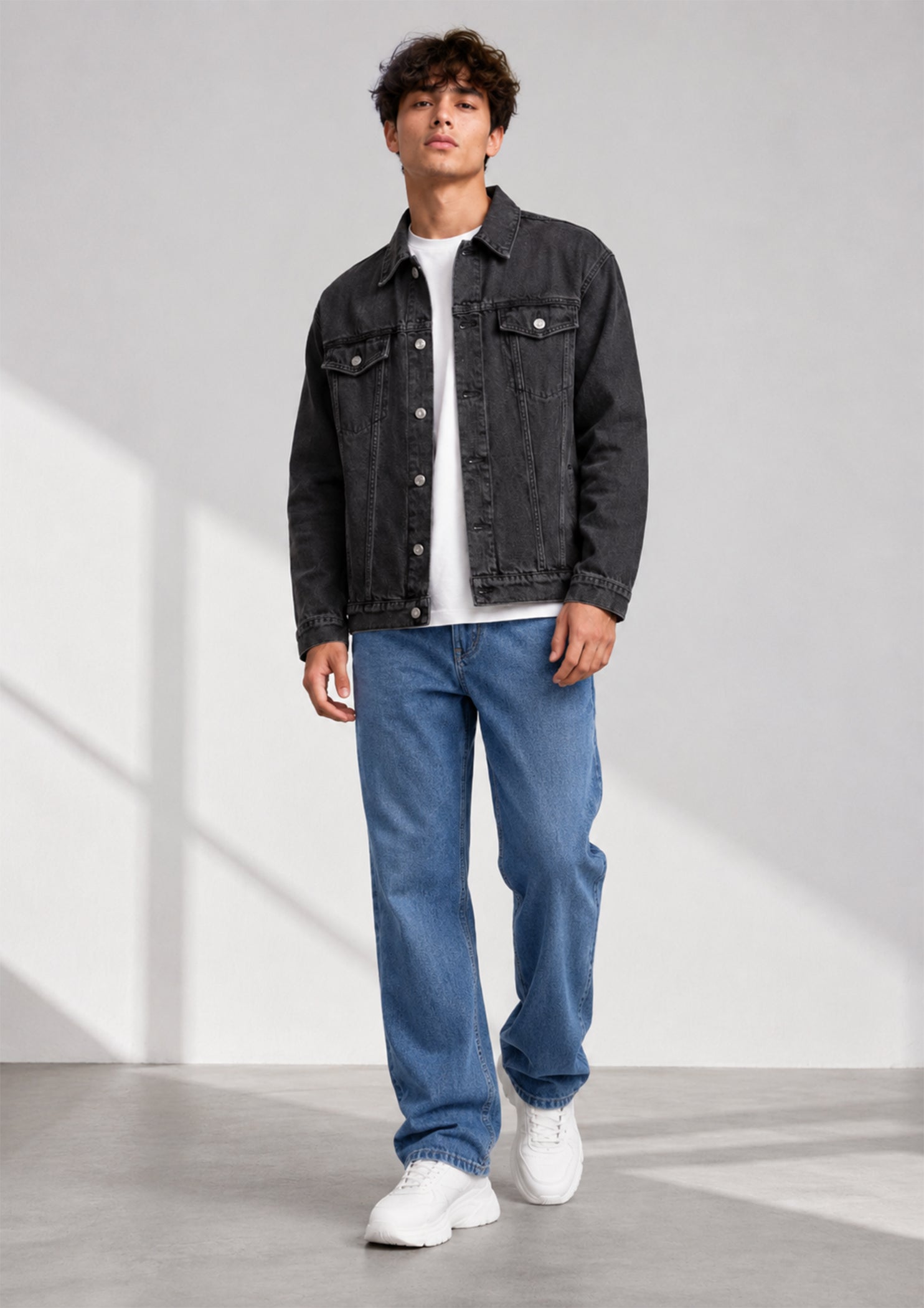 denim Jacket in Charcoal black