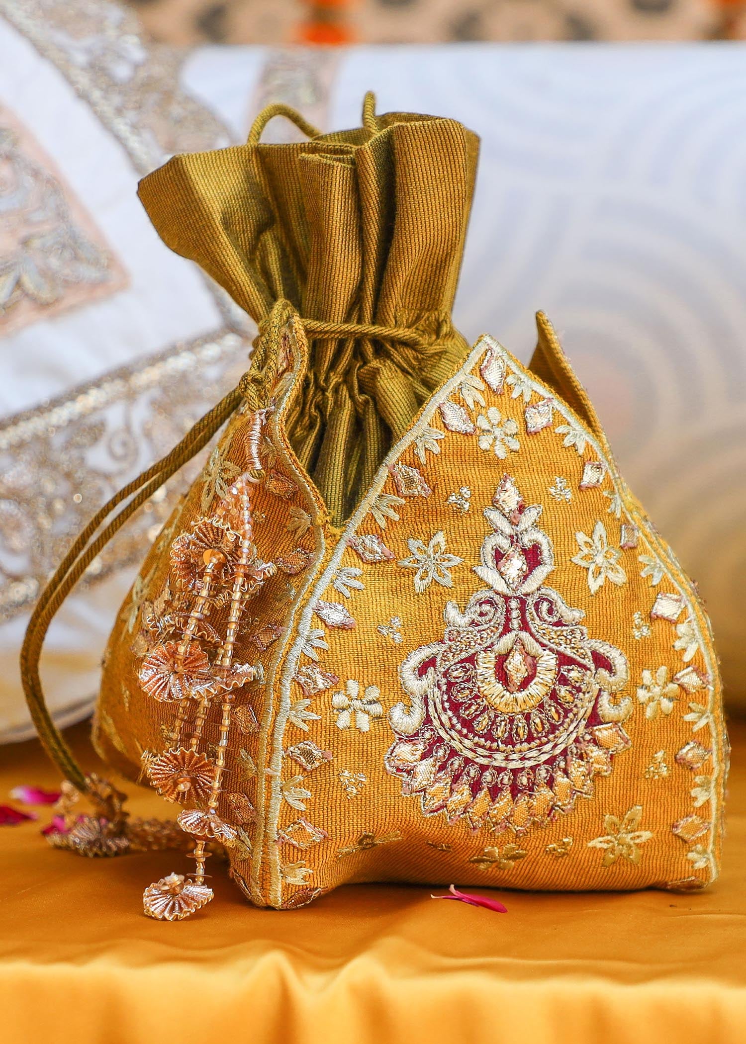 khaddi-silk Sharara in Yellow