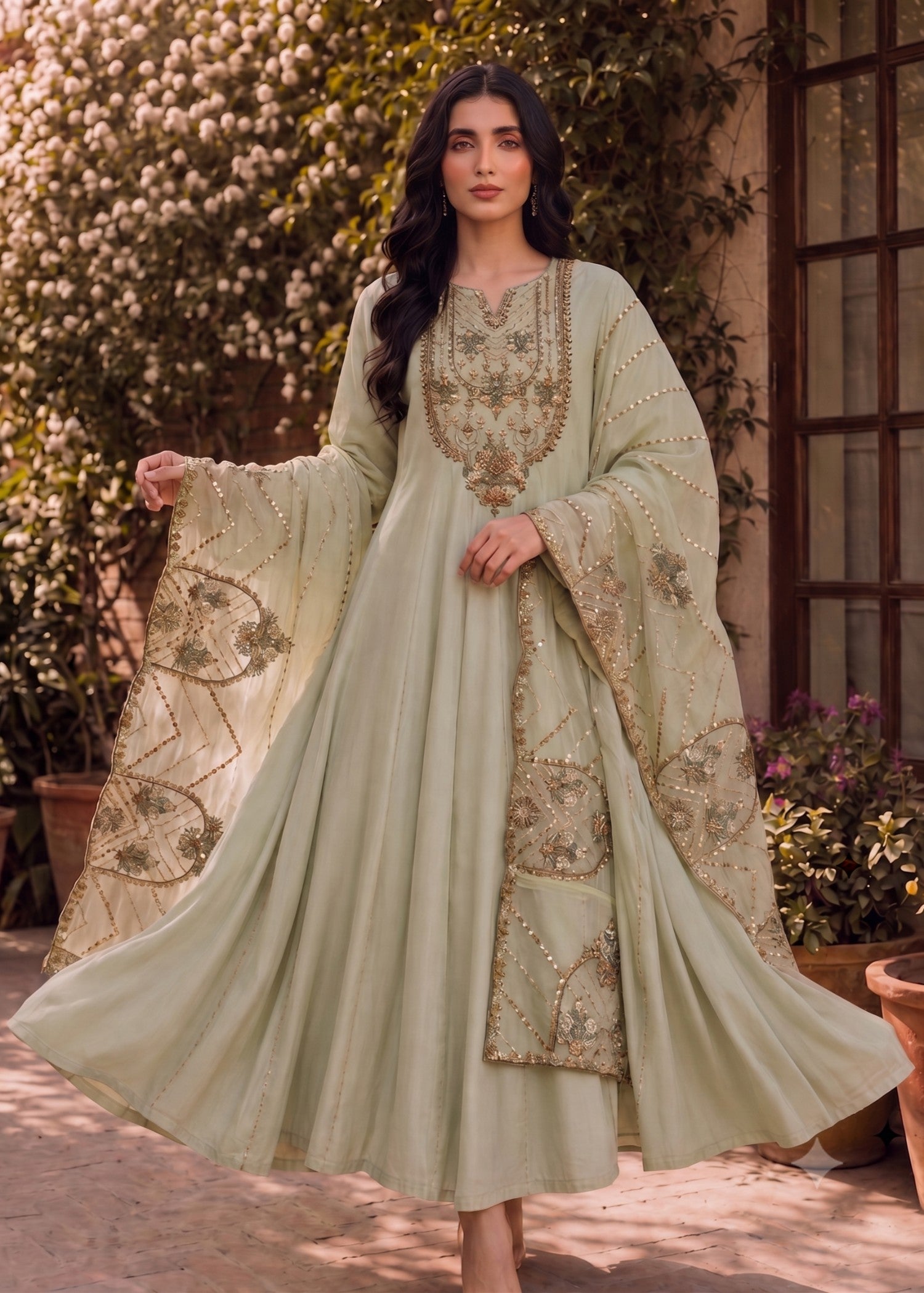 chiffon Maxi in Pistachio green