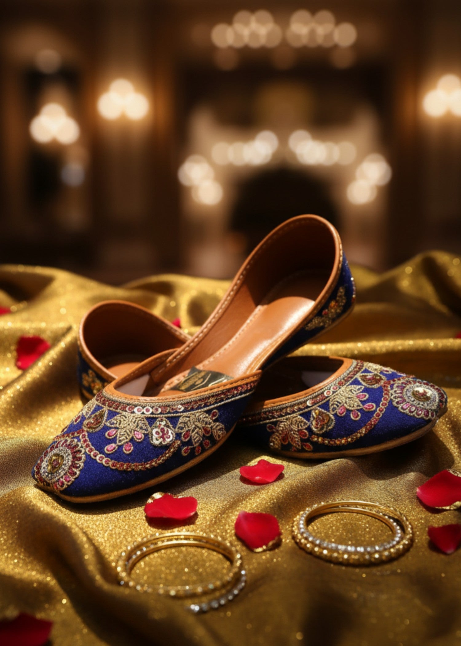 Khussa in Cobalt blue by - High Quality Women Khussa XYY3146