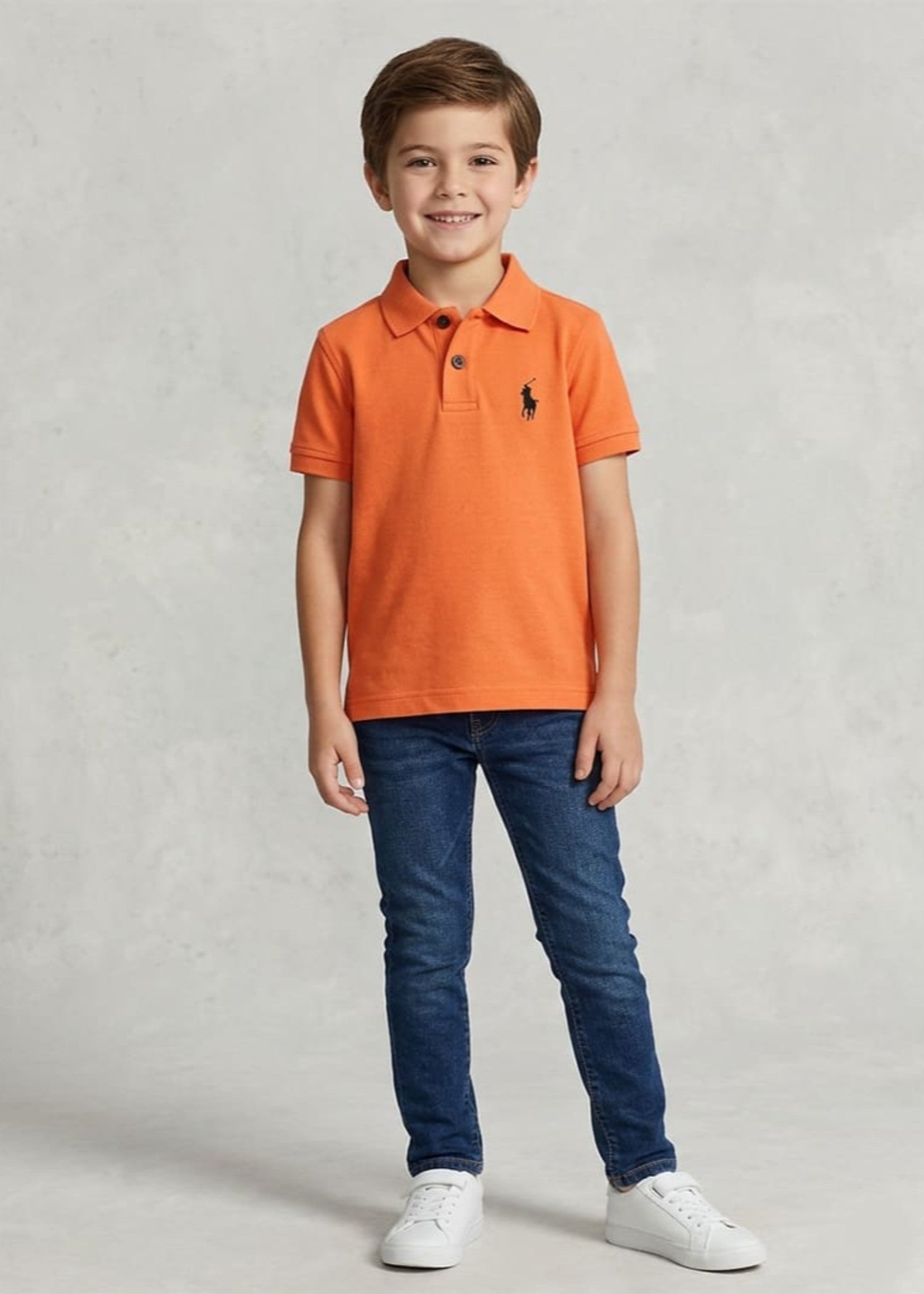 cotton Polo Shirt in Burnt orange
