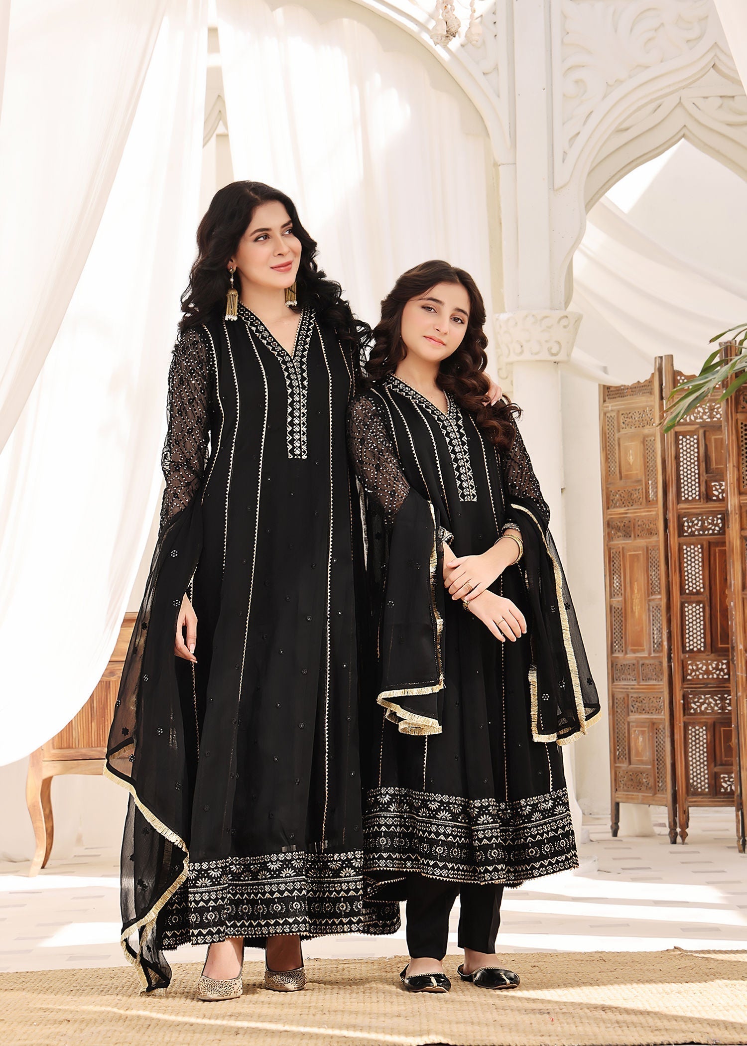 chiffon Anarkali in Black