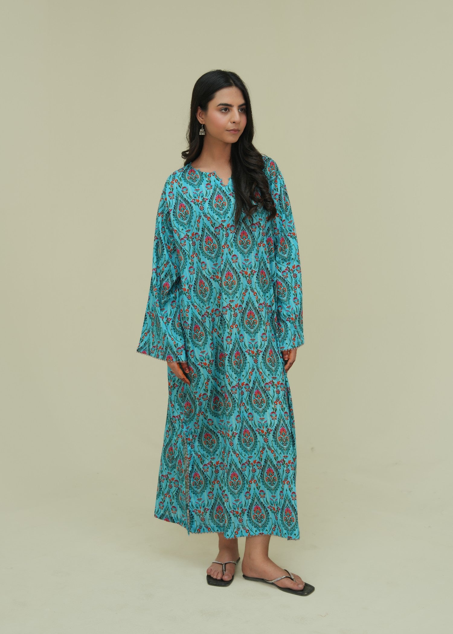 lawn Kaftan in Dark cyan