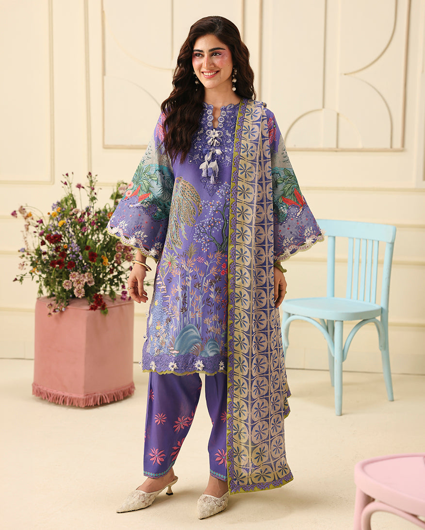 Hemline Soleil Prints Lawn – Camellia Kiss