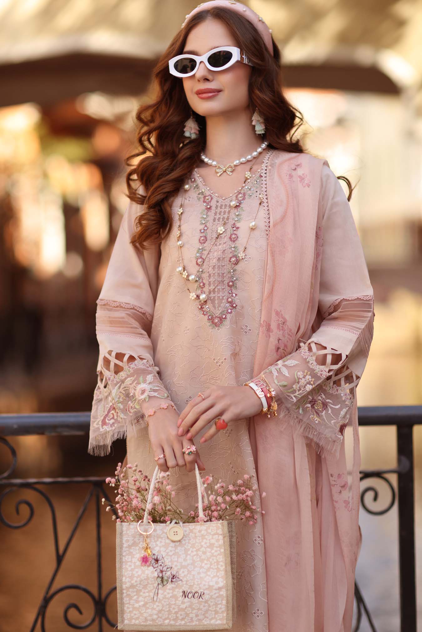 Noor Eid Luxe Printskhaas Lawn – D6 - B - Ballet Pink