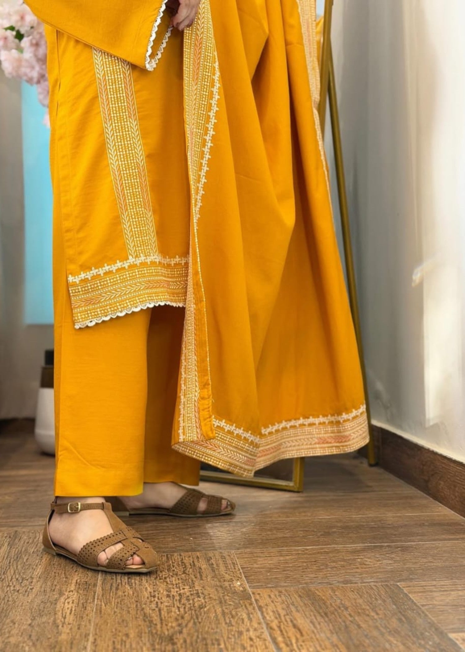 linen Kurta Set in Sunflower