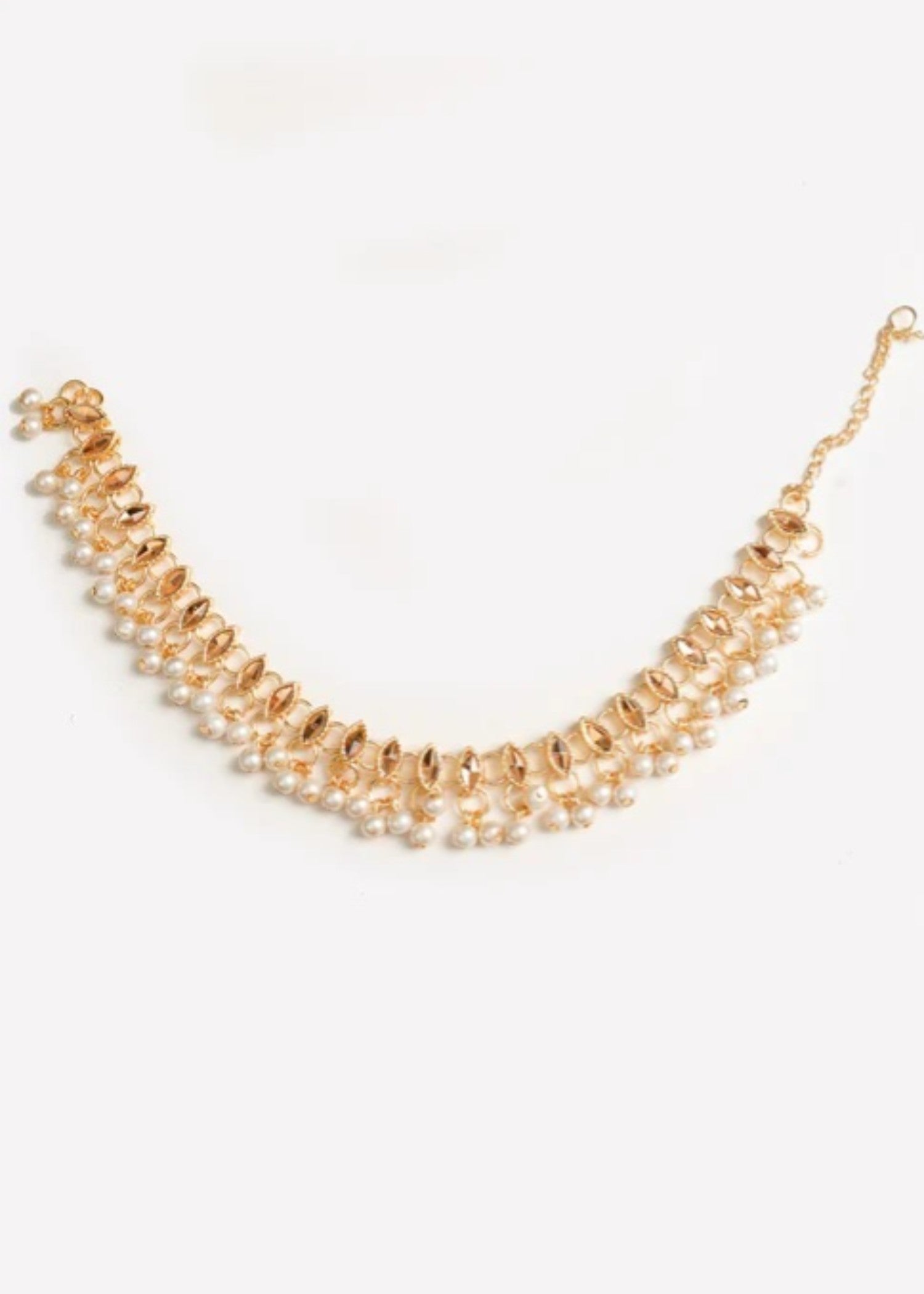 Anklet in Pearl white, golden brown Color by - Trendy Women Anklet LOZ7691