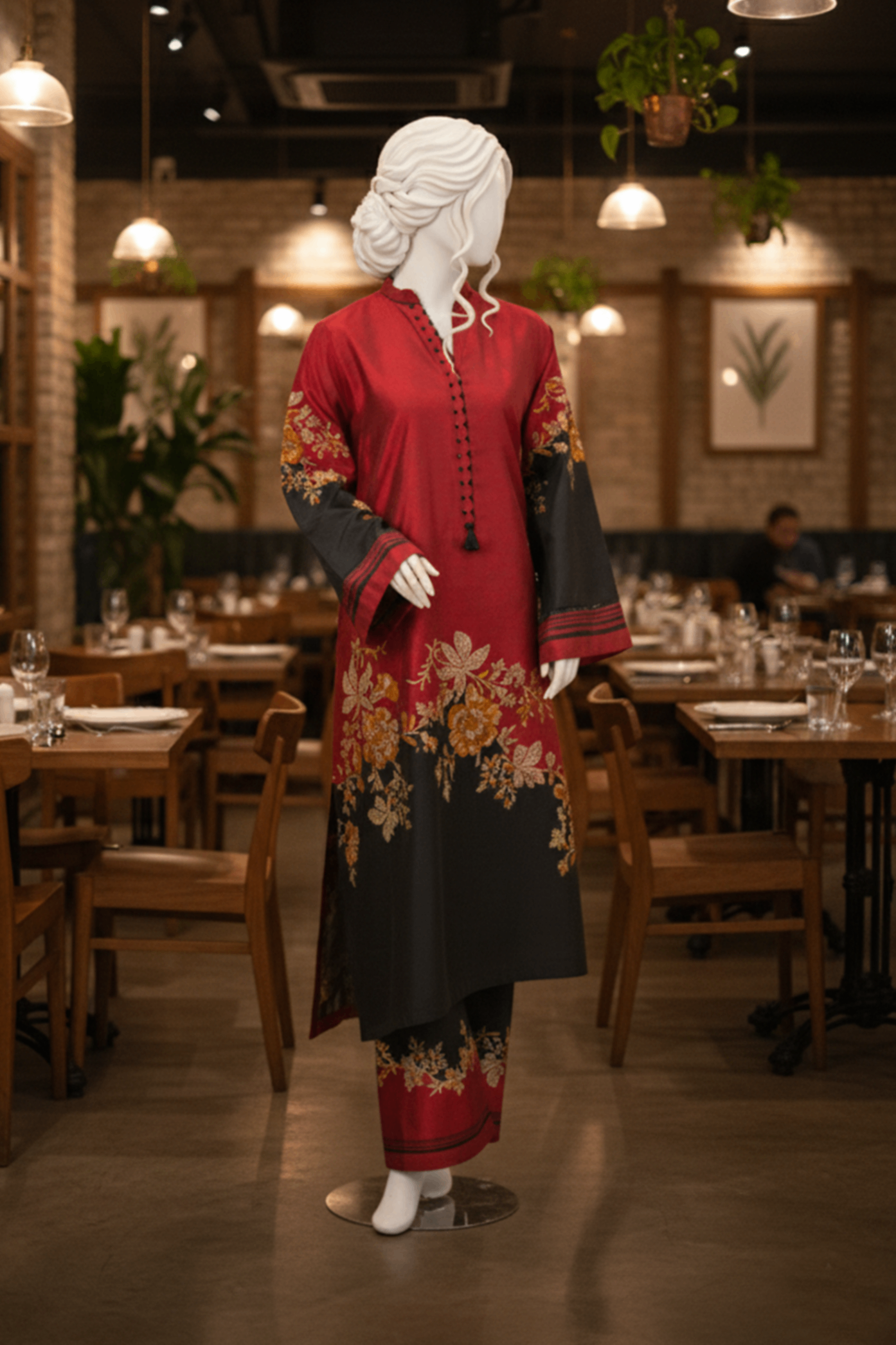 viscose Co Ord Sets in Blood red, black